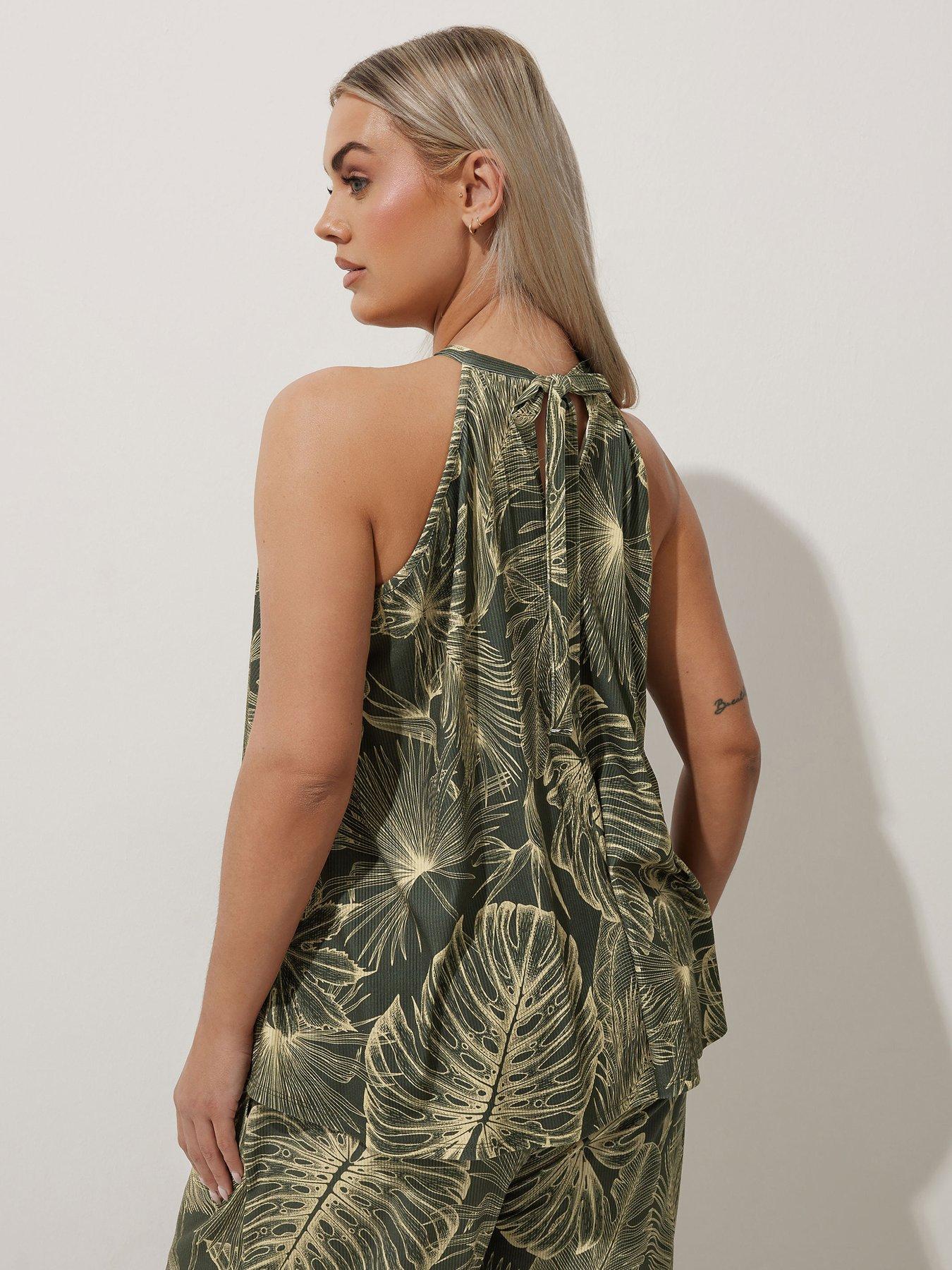 image of yours-curve-palm-print-halter-neck-top