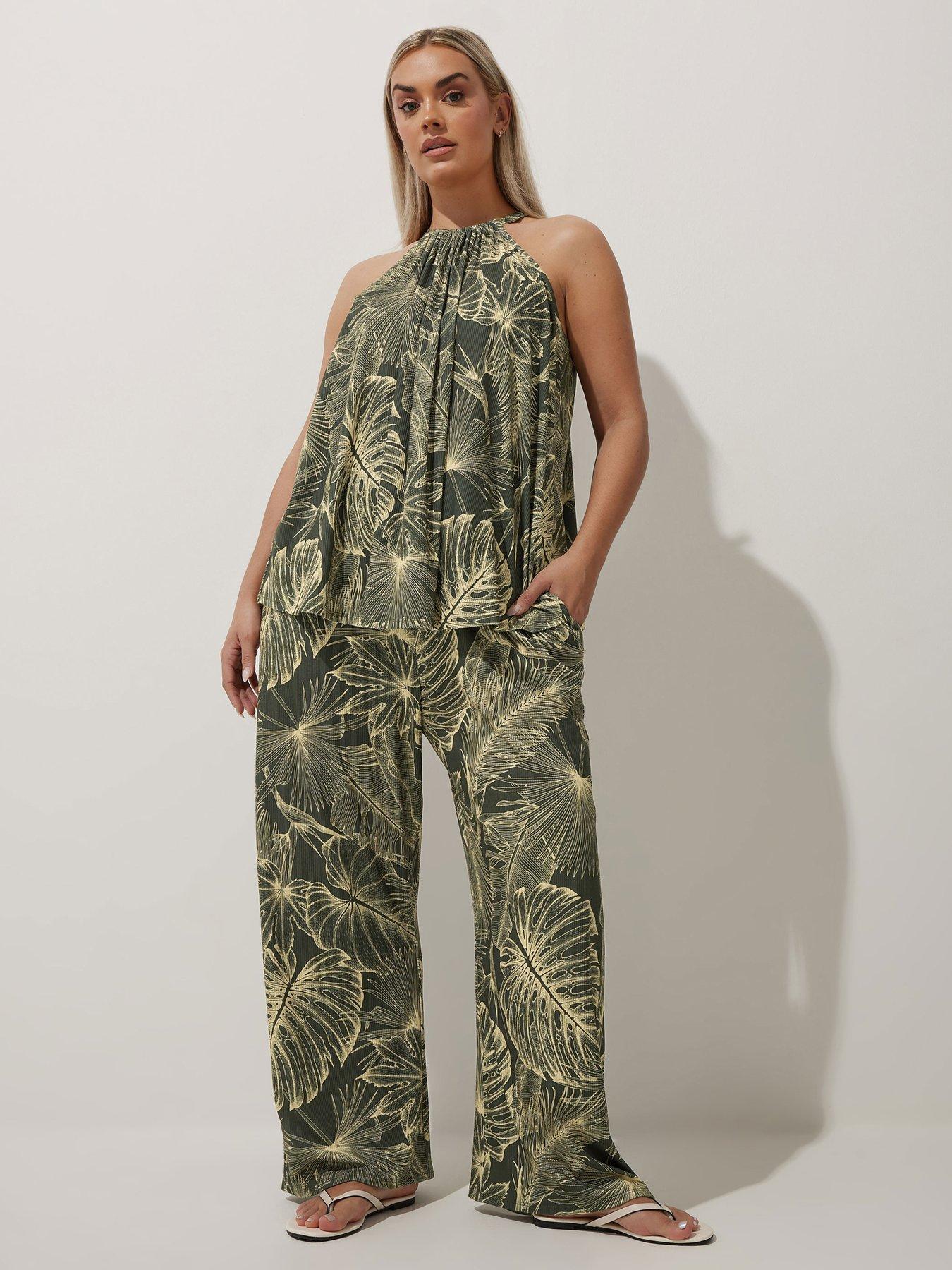  image of yours-curve-palm-print-halter-neck-top