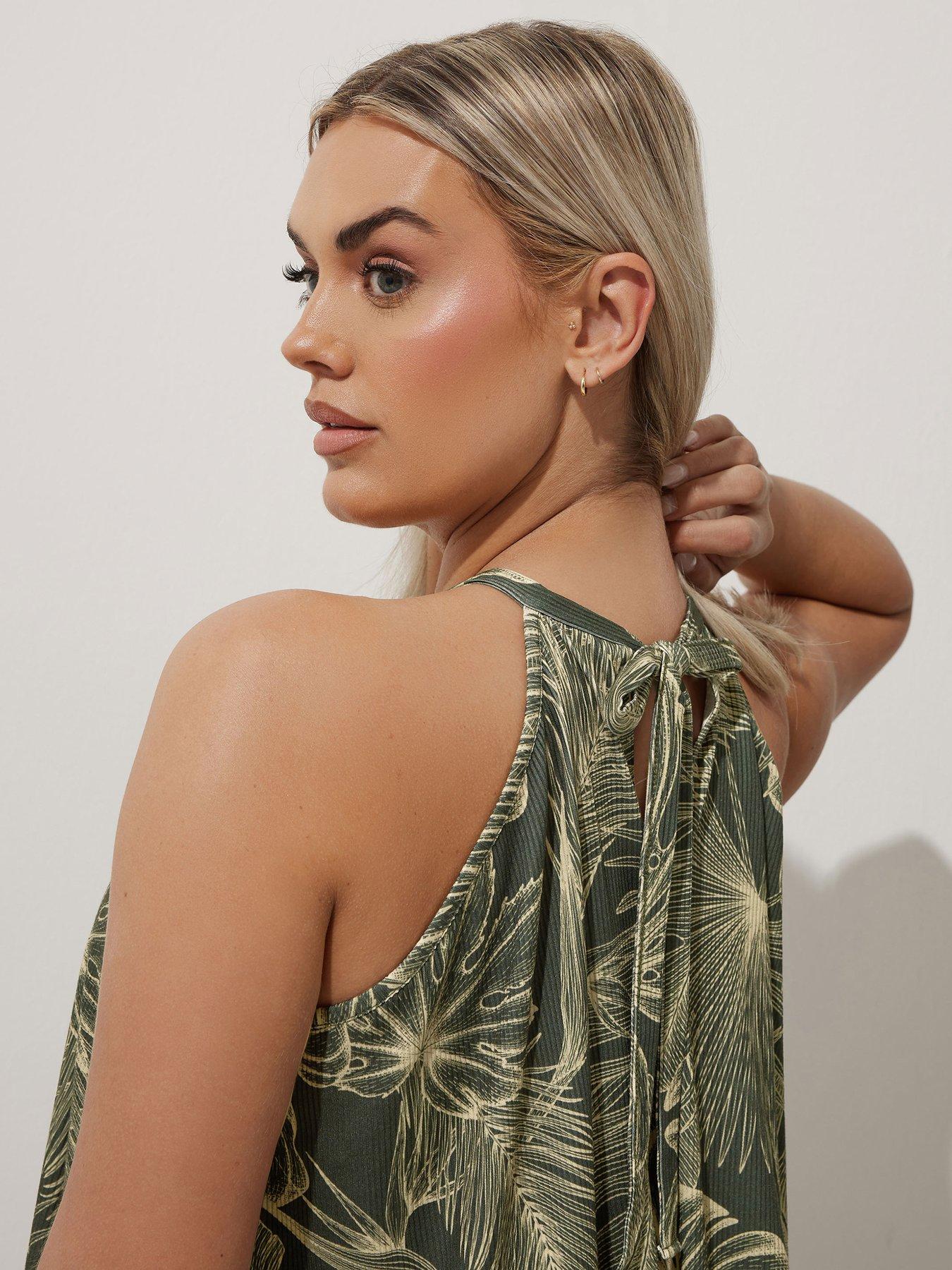  image of yours-curve-palm-print-halter-neck-top