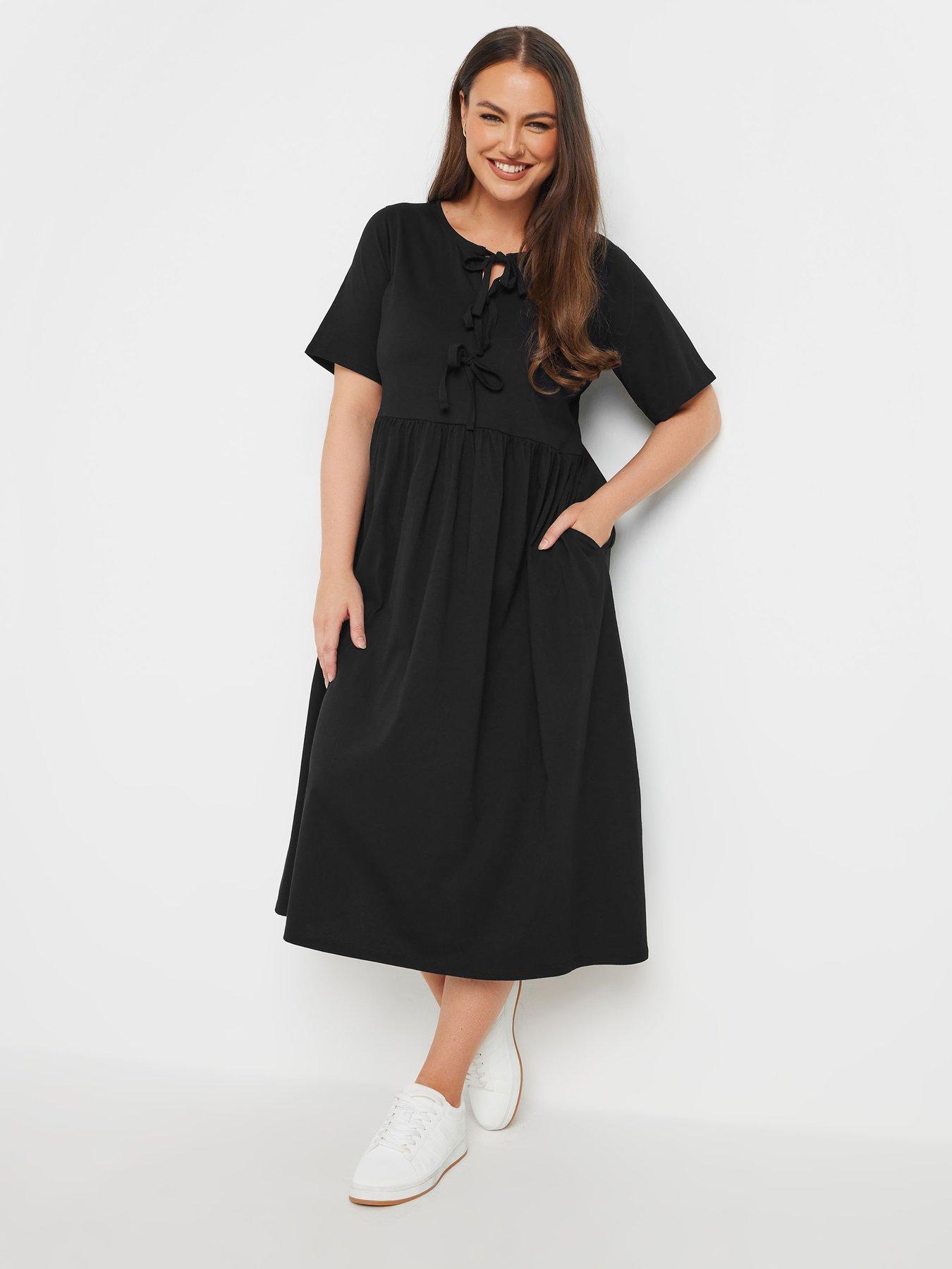 undefined Curve Bow Front Throw On Dress - Black