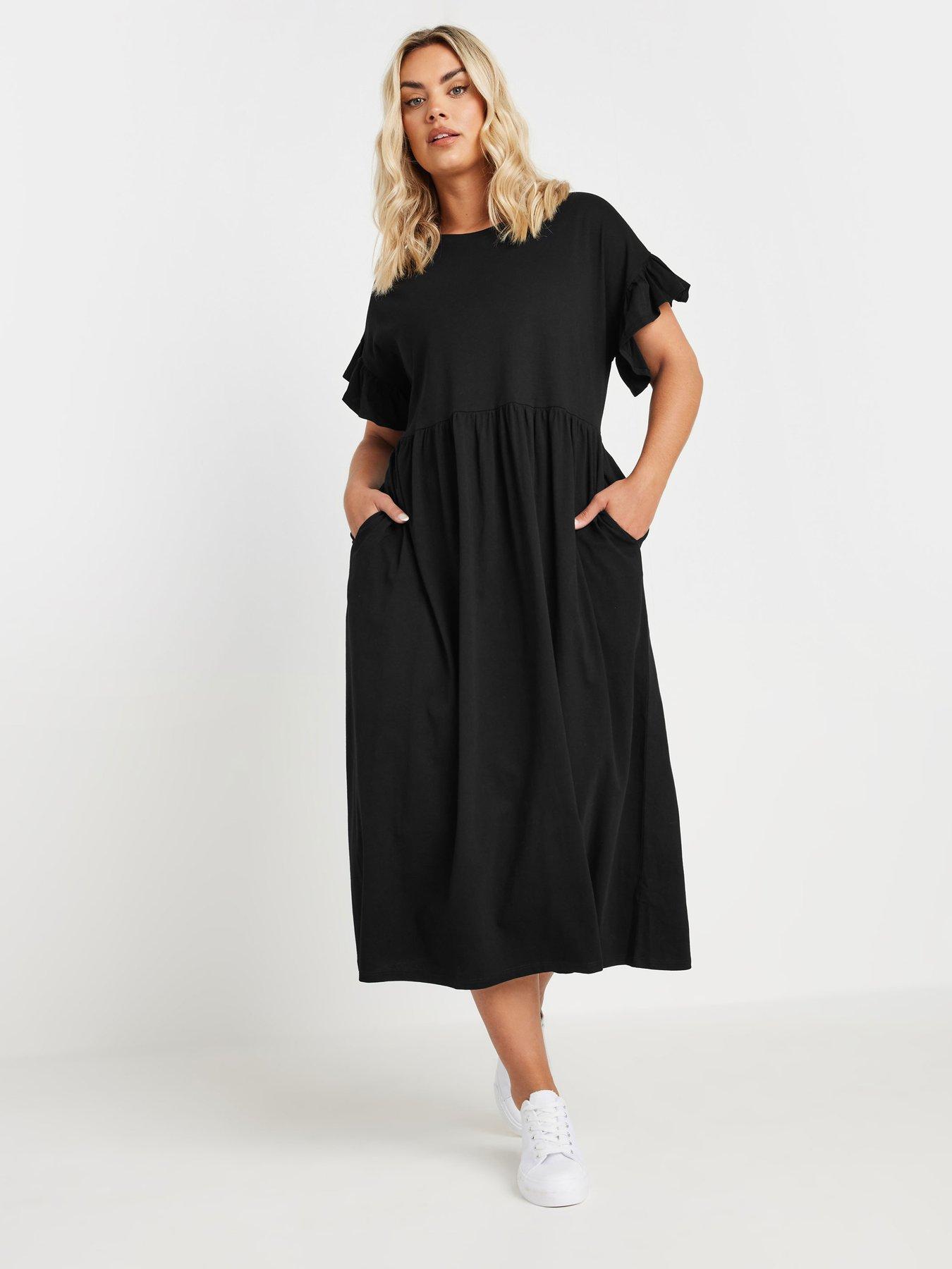 undefined Curve Frill Cotton Midaxi Dress