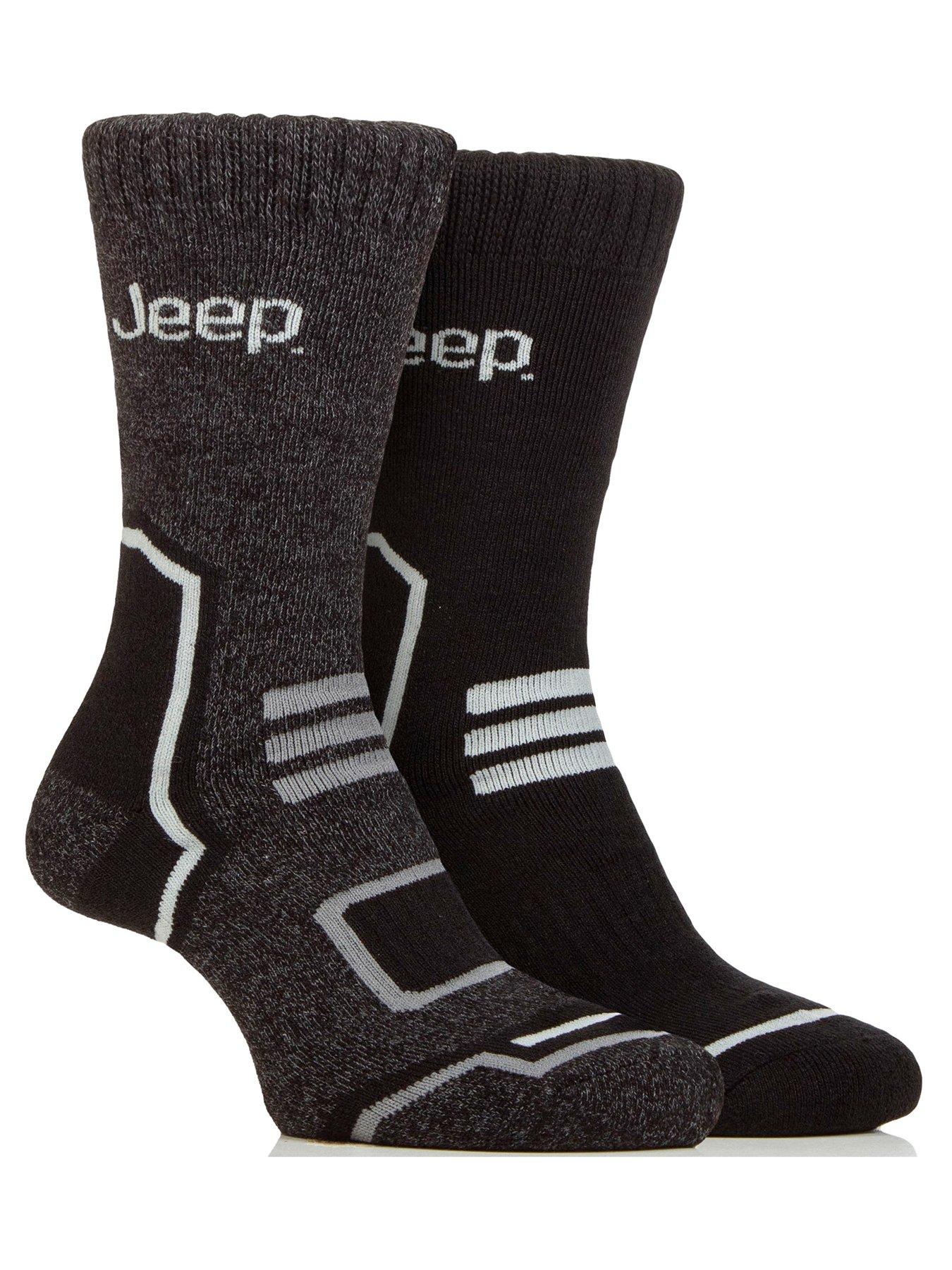  image of sockshop-jeep-tech-thermal-boot-crew-socks-2-pack-black