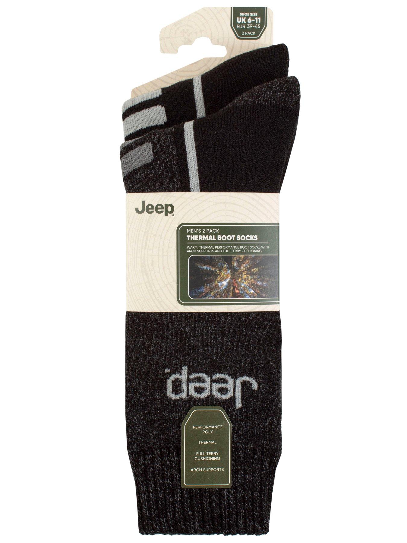  image of sockshop-jeep-tech-thermal-boot-crew-socks-2-pack-black