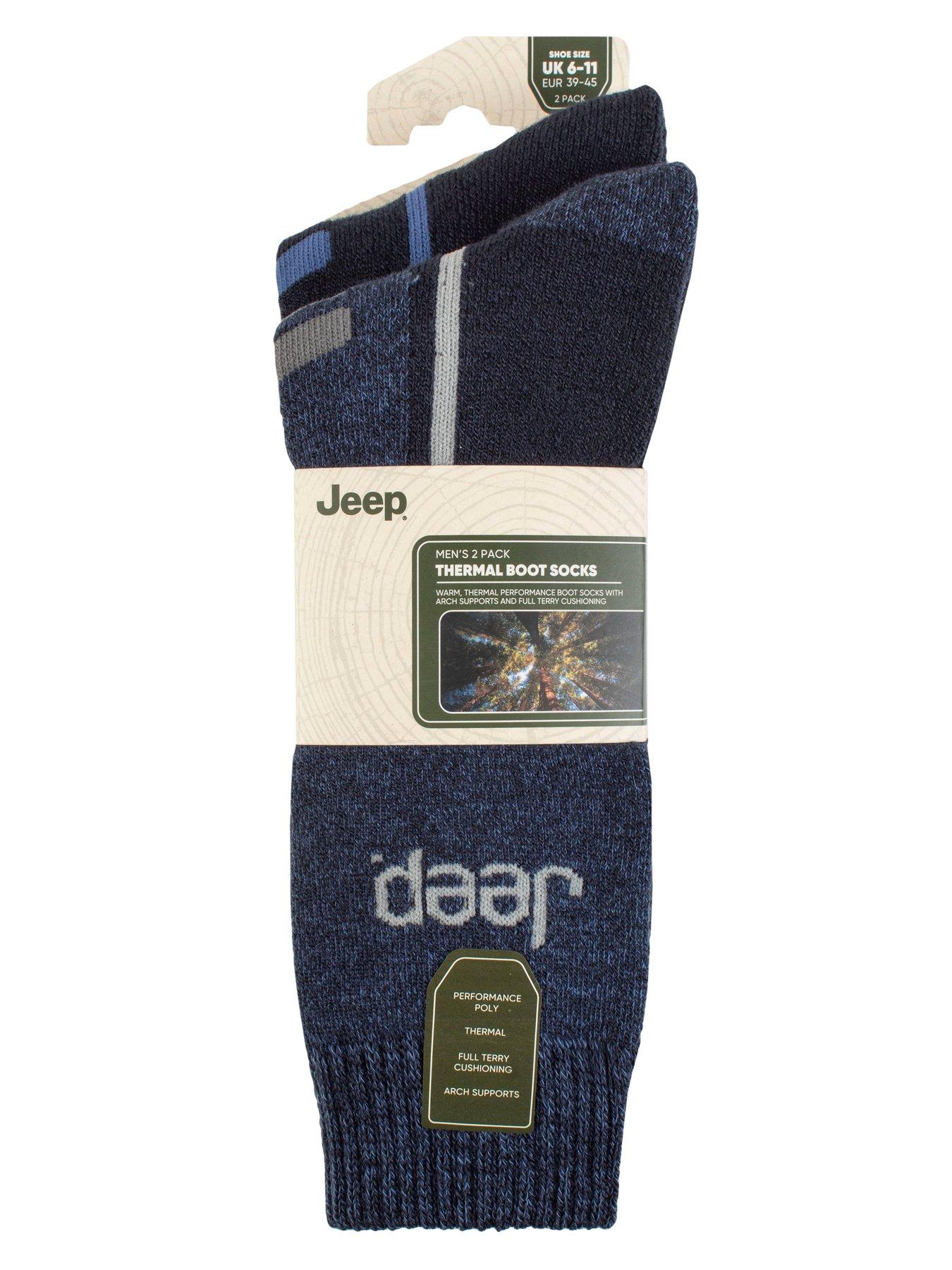 Image 2 of 2 of Jeep Tech Thermal Boot Crew Socks 2 Pack - Navy