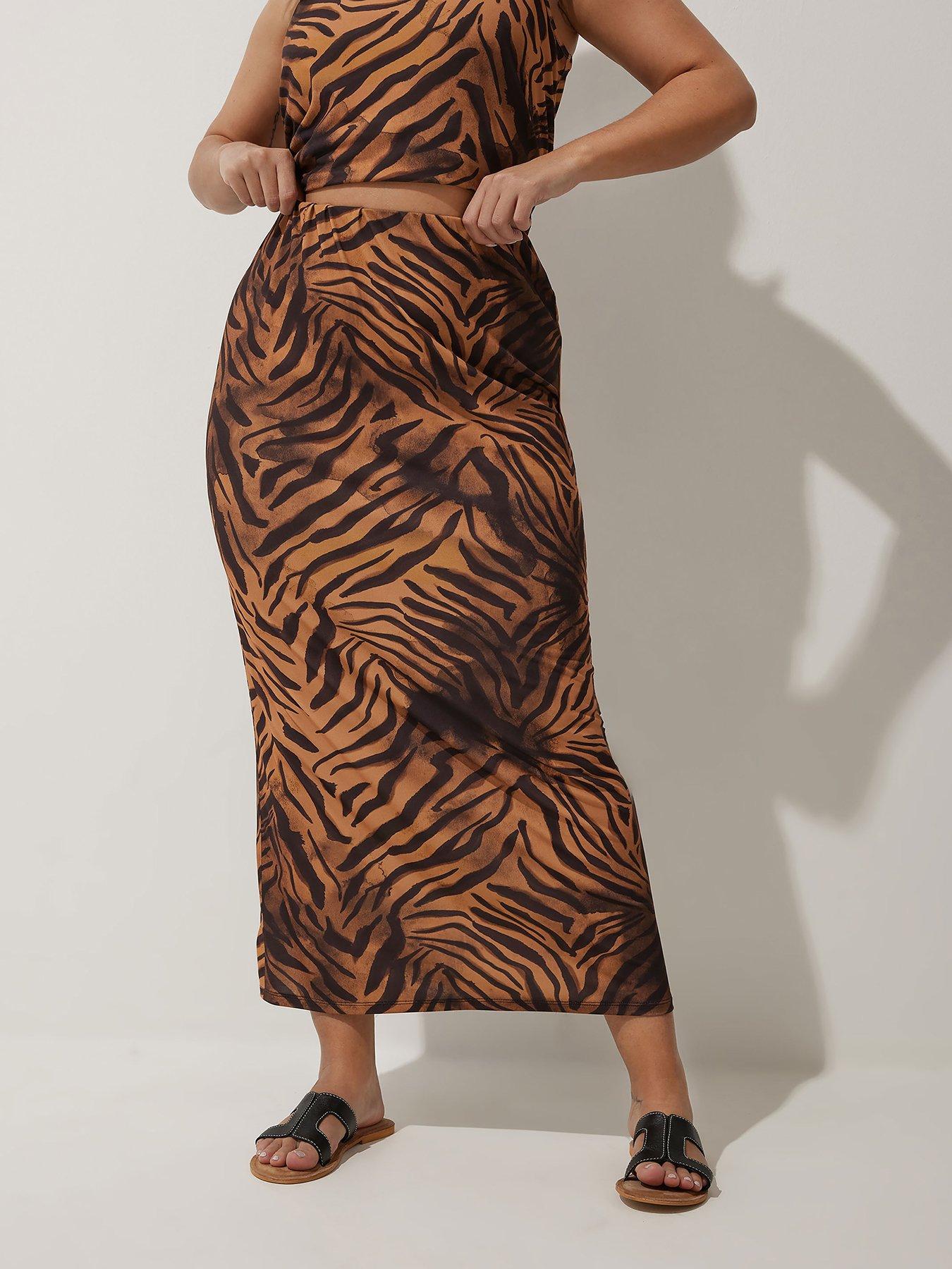 undefined Curve Zebra Print Skirt