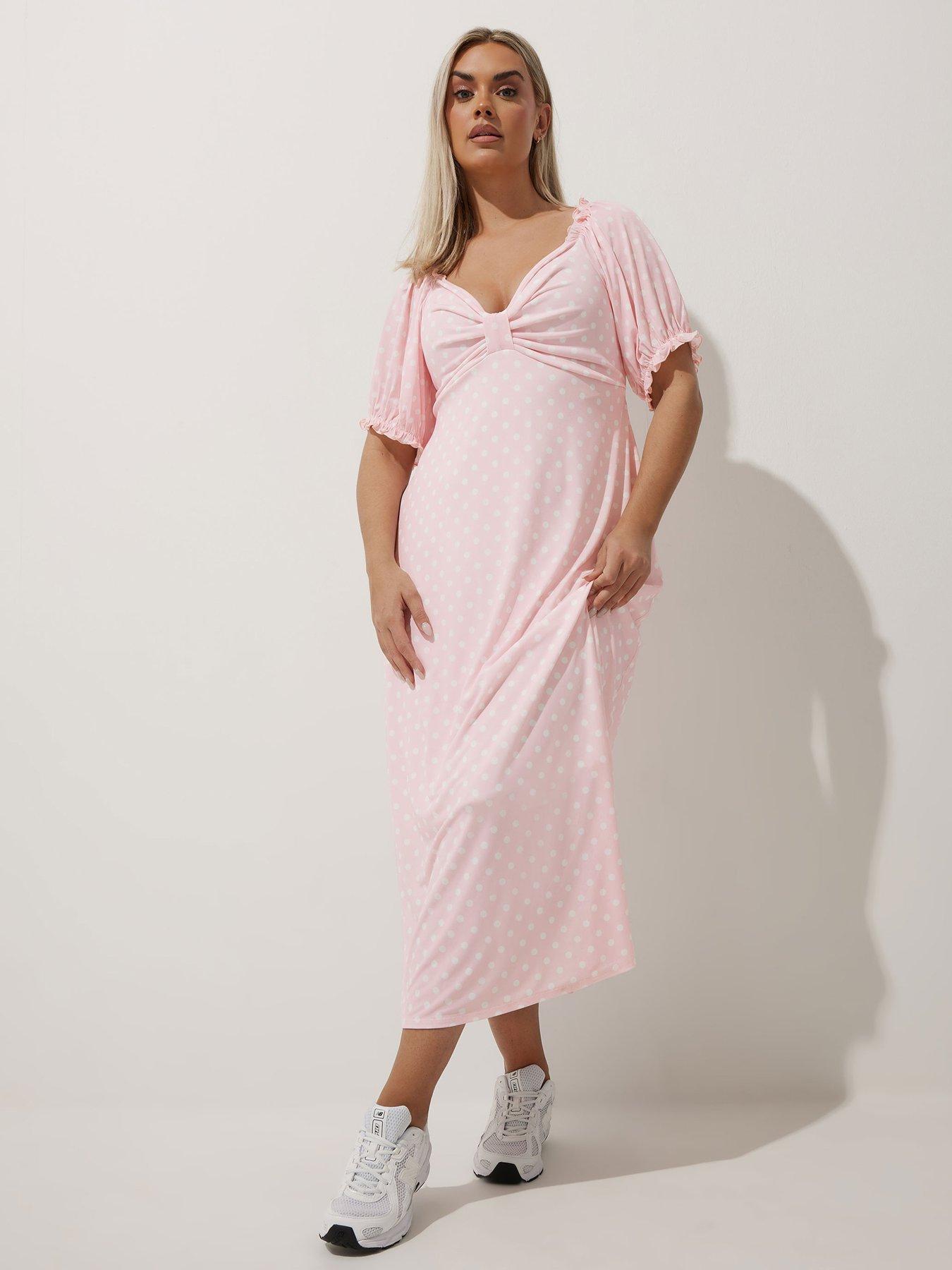 undefined Curve  Short Sleeve Spot Dress