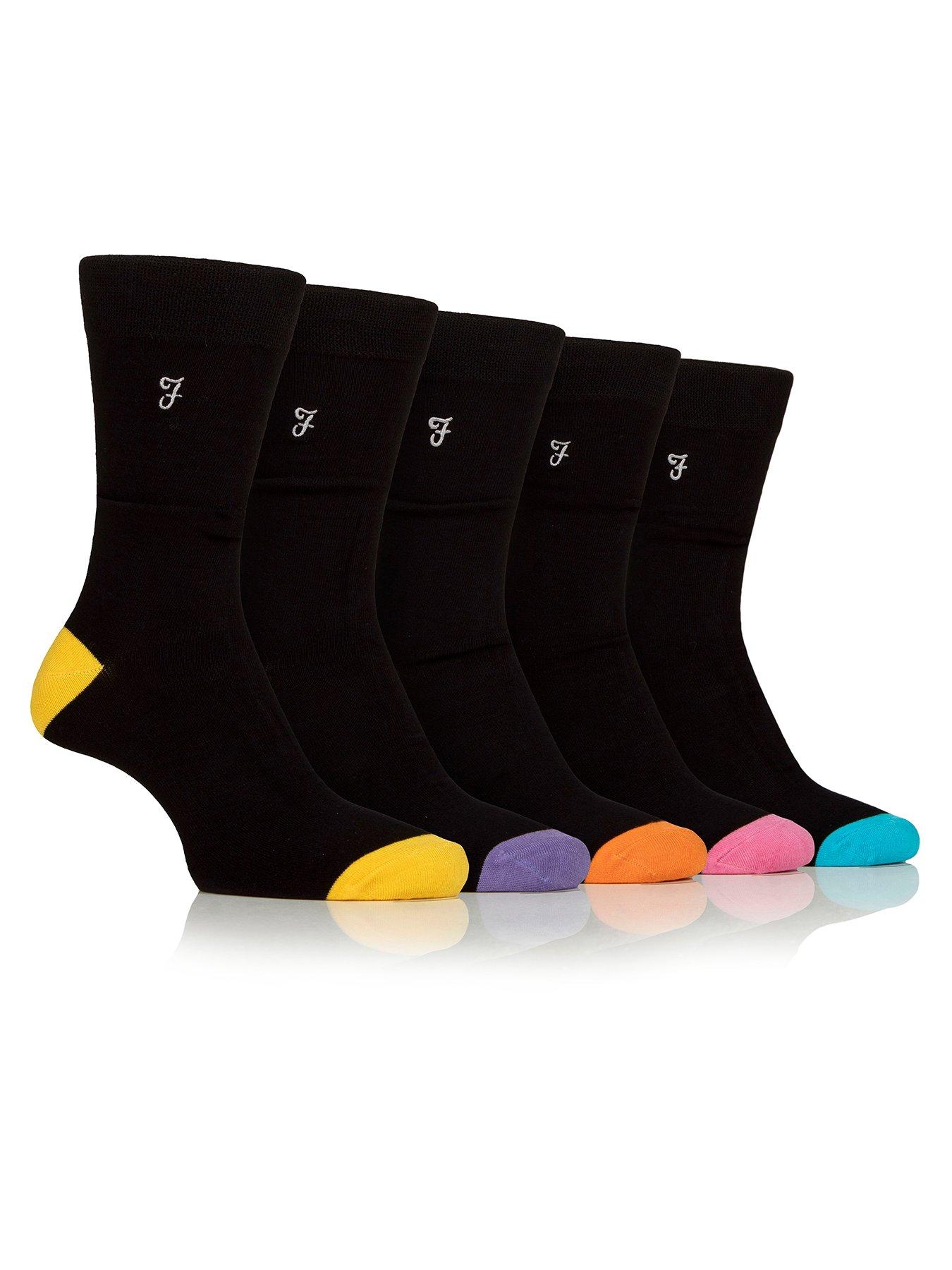 image of farah-bamboo-contrast-crew-socks-5-pack