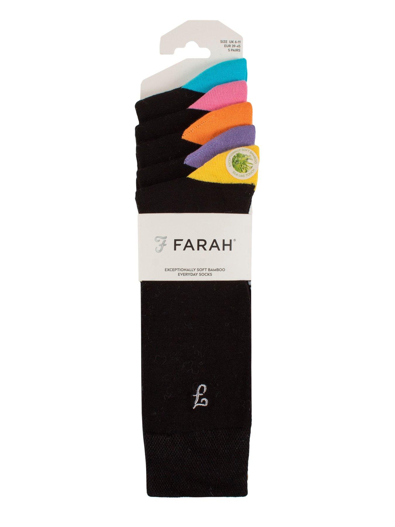  image of farah-bamboo-contrast-crew-socks-5-pack