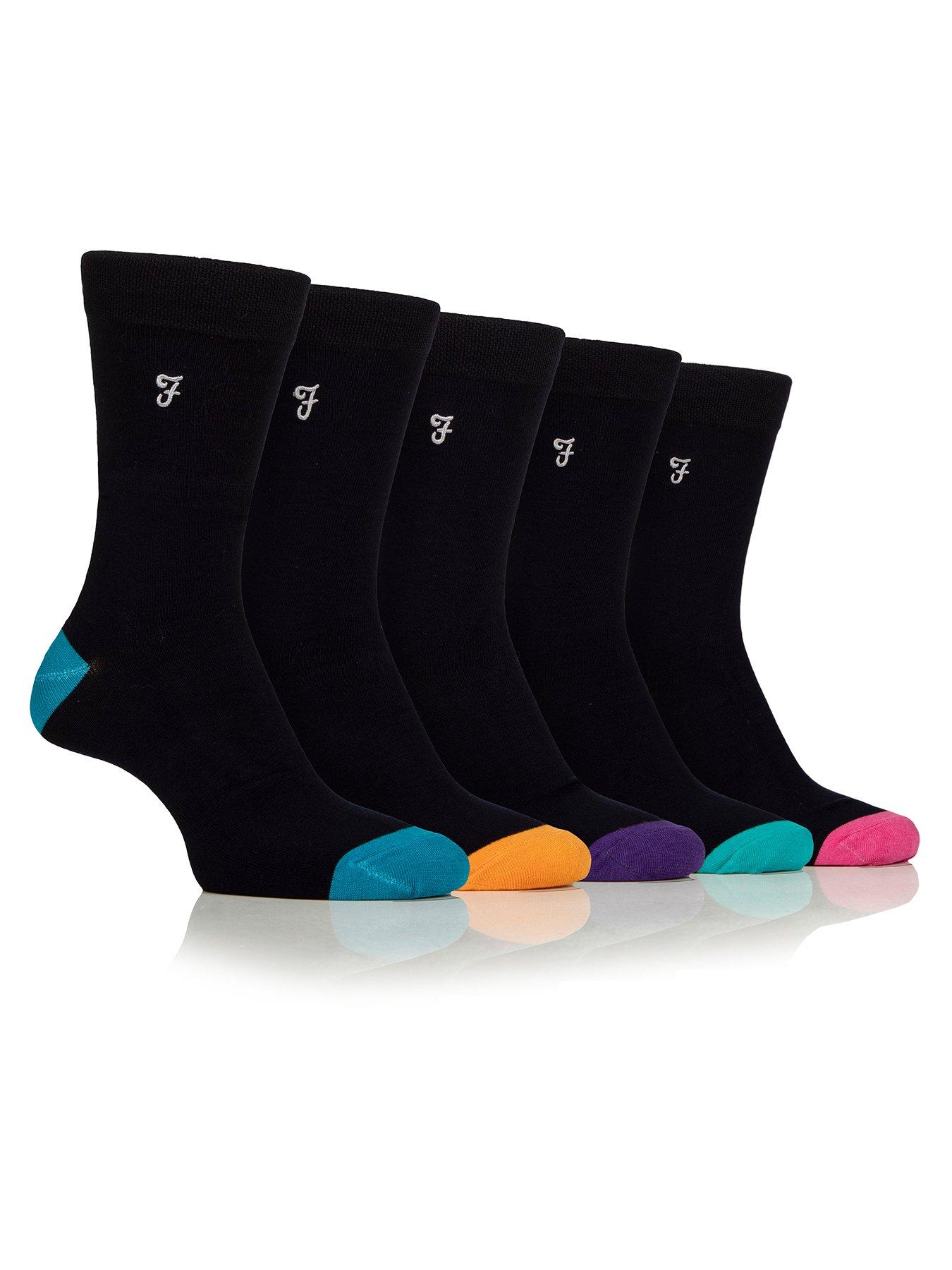  image of farah-bamboo-contrast-crew-socks-5-pack-multi