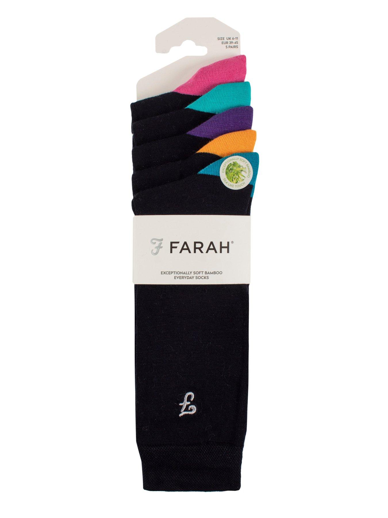  image of farah-bamboo-contrast-crew-socks-5-pack-multi