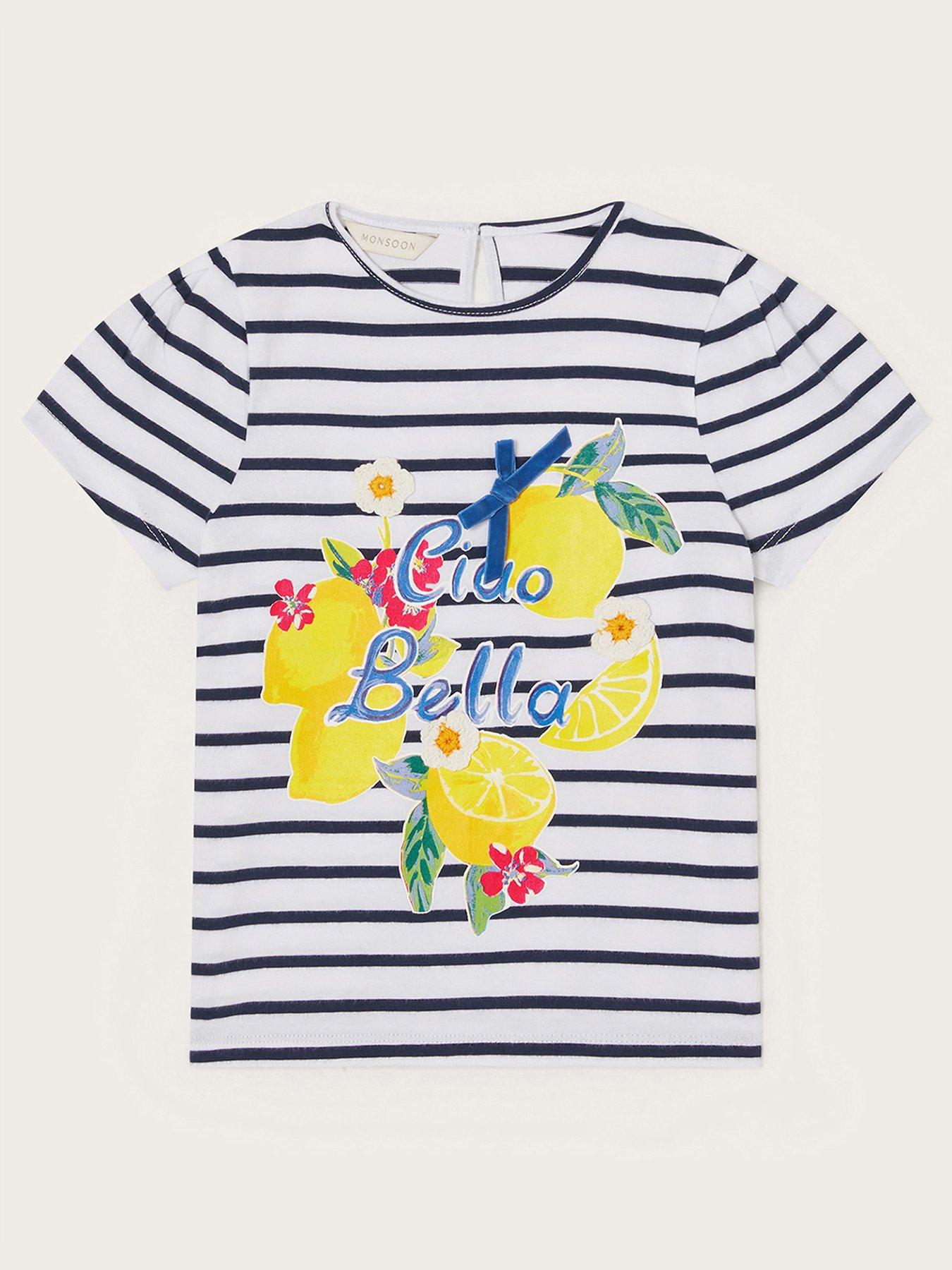 undefined Girls Ciao Bella Stripe T-Shirt - Light Cream