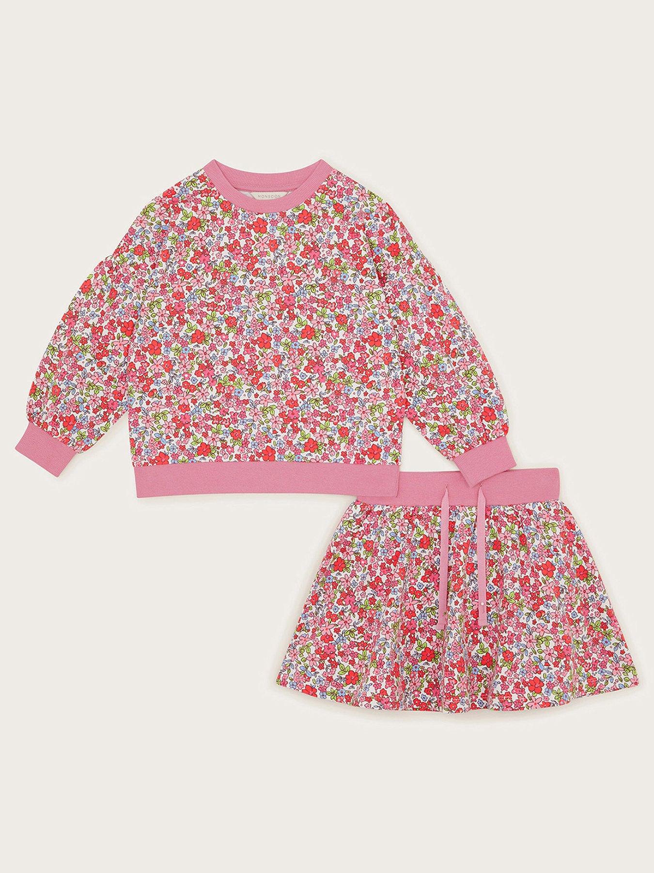 monsoon-girls-ditsy-sweat-top-skort-set-pink