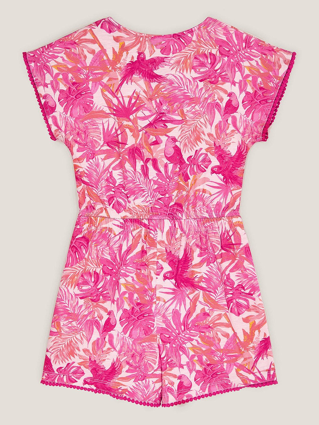  image of monsoon-girls-birds-of-paradise-short-sleeve-playsuit-pink