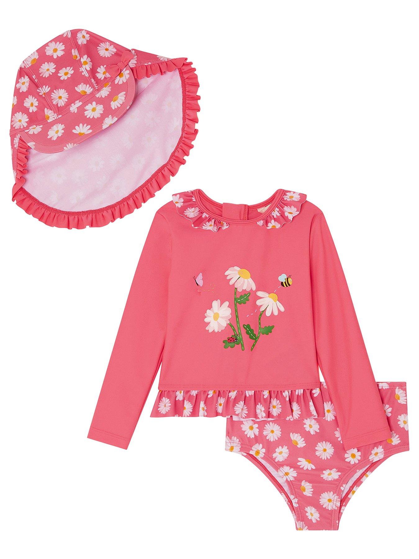undefined Baby Girls 3 Piece Daisy Swim Set - Red