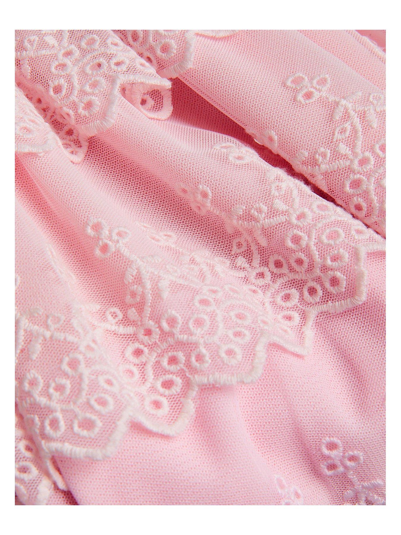  image of monsoon-girls-floral-embroidered-tiered-disco-dress-pink