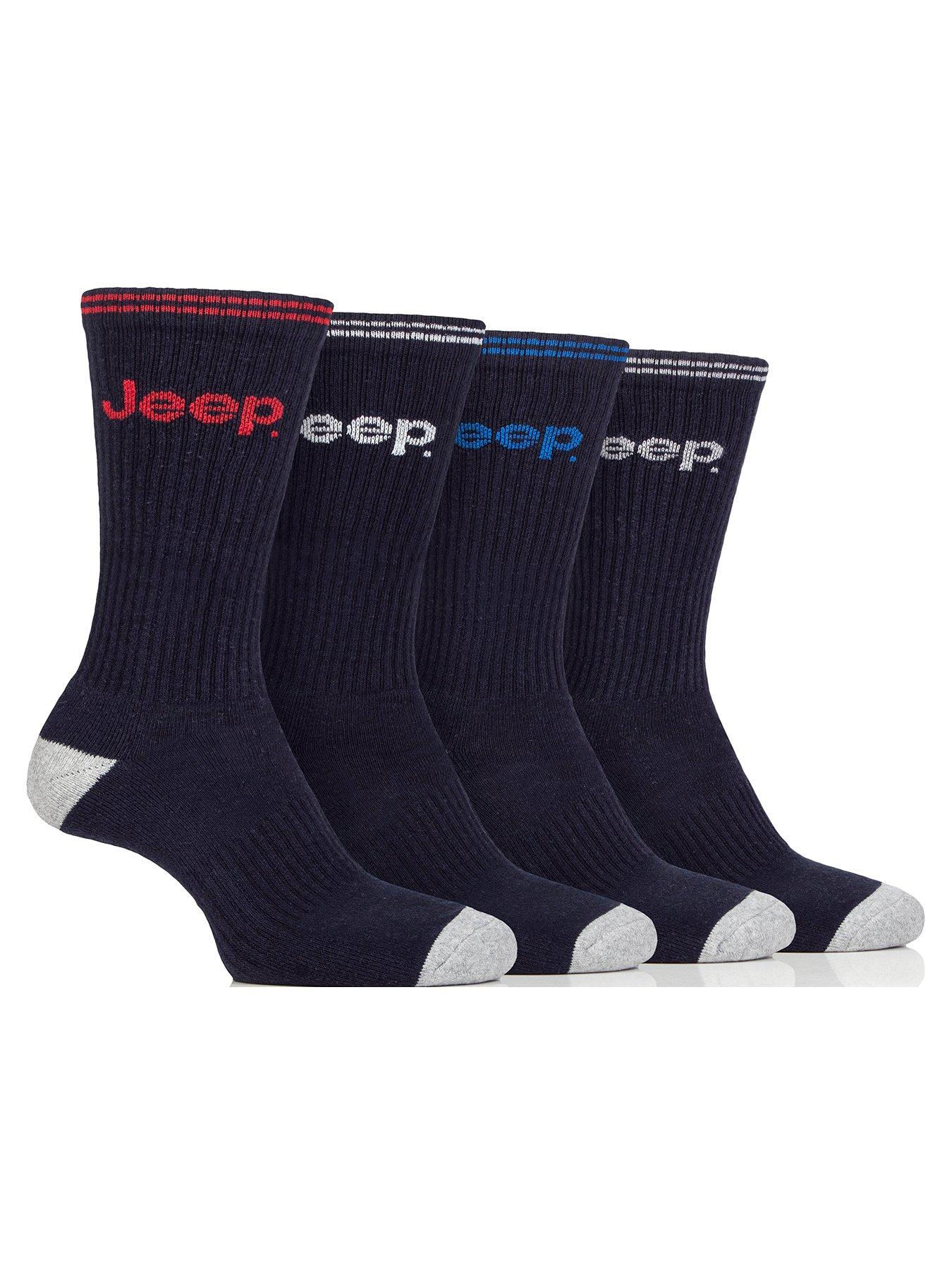  image of sockshop-jeep-cushioned-crew-socks-4-pack-navy