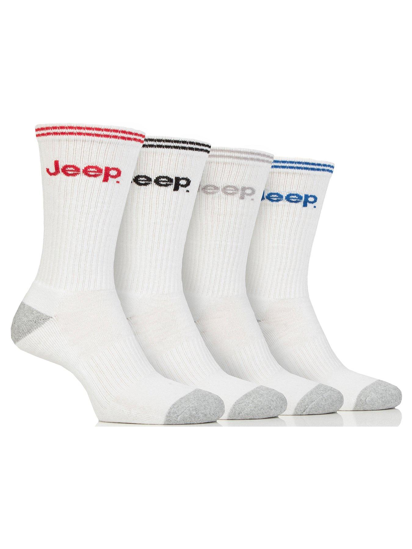  image of sockshop-jeep-cushioned-crew-socks-4-pack-white