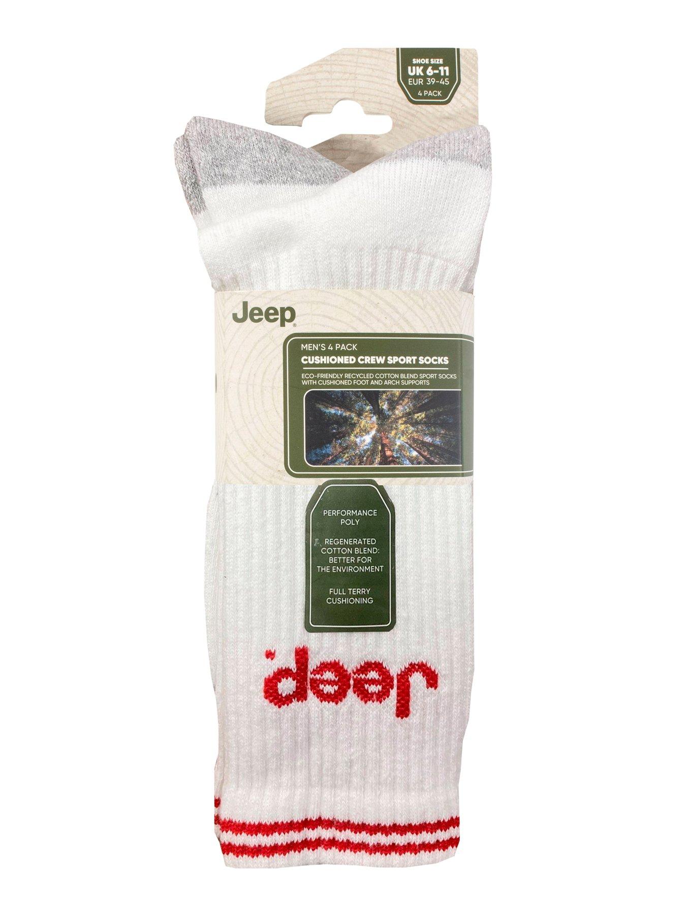  image of sockshop-jeep-cushioned-crew-socks-4-pack-white