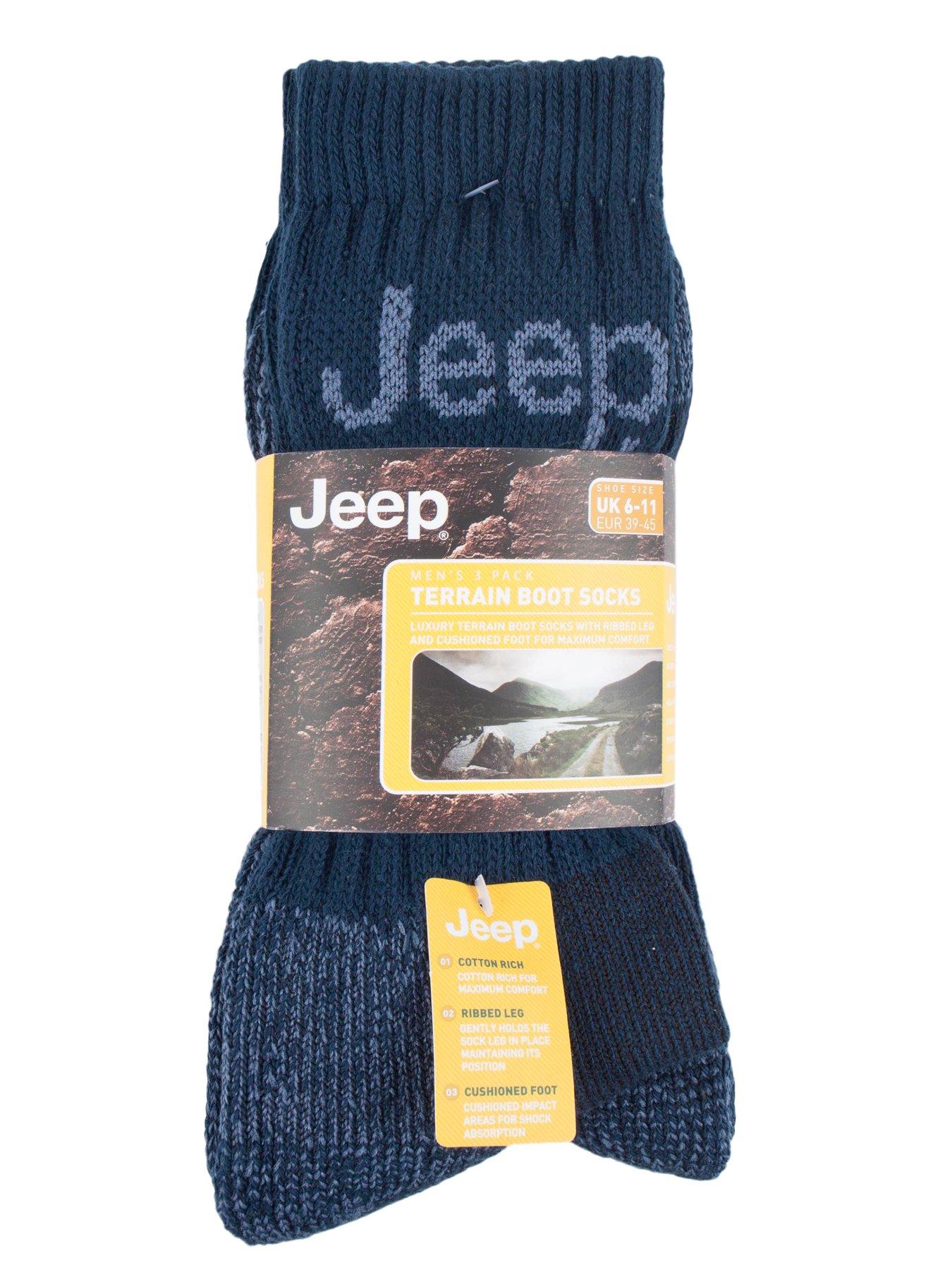 Image 2 of 2 of Jeep Luxury Terrain Boot Crew Socks 3 Pack - Navy
