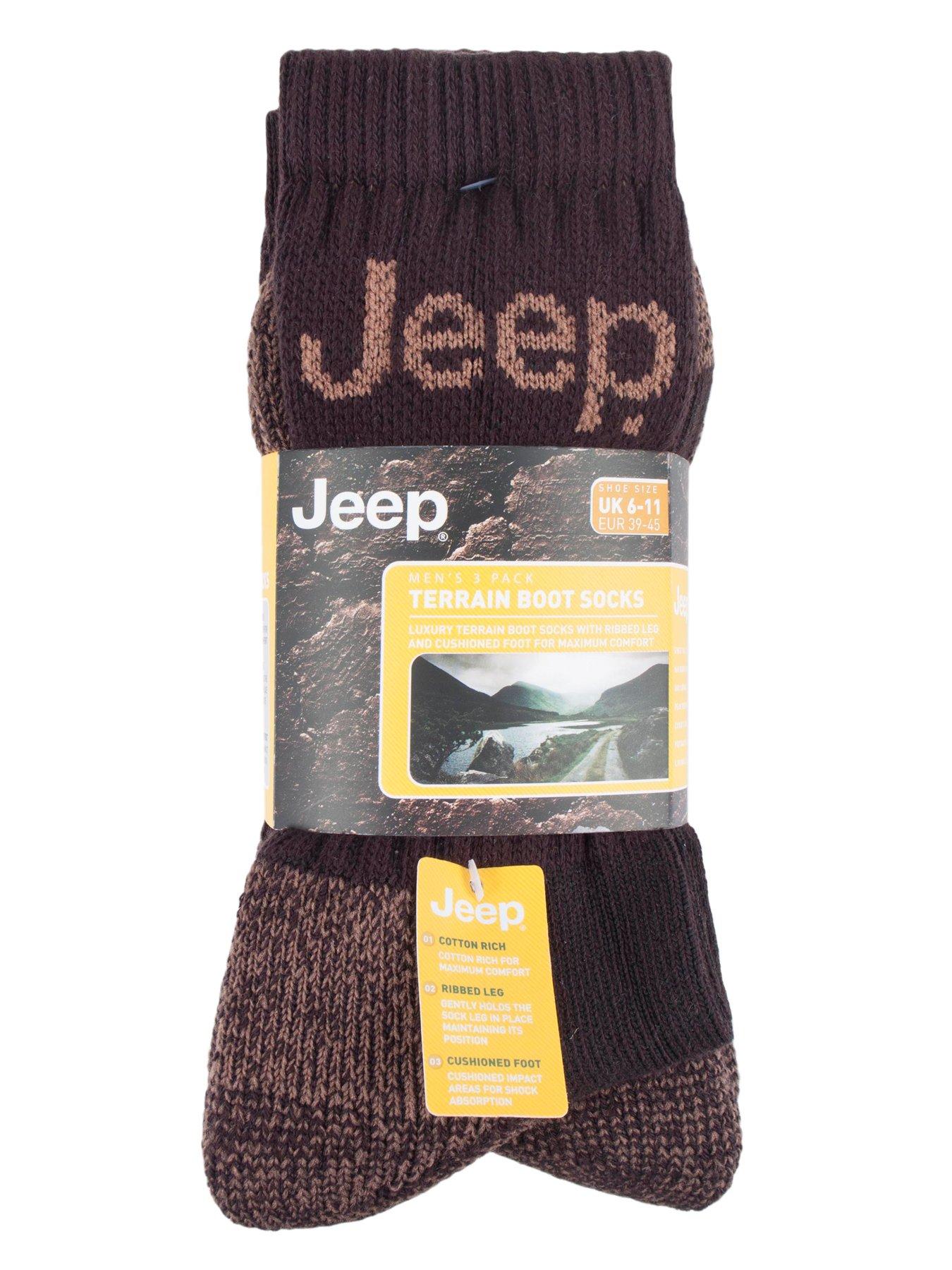 Image 2 of 2 of Jeep Luxury Terrain Boot Crew Socks 3 Pack - Brown