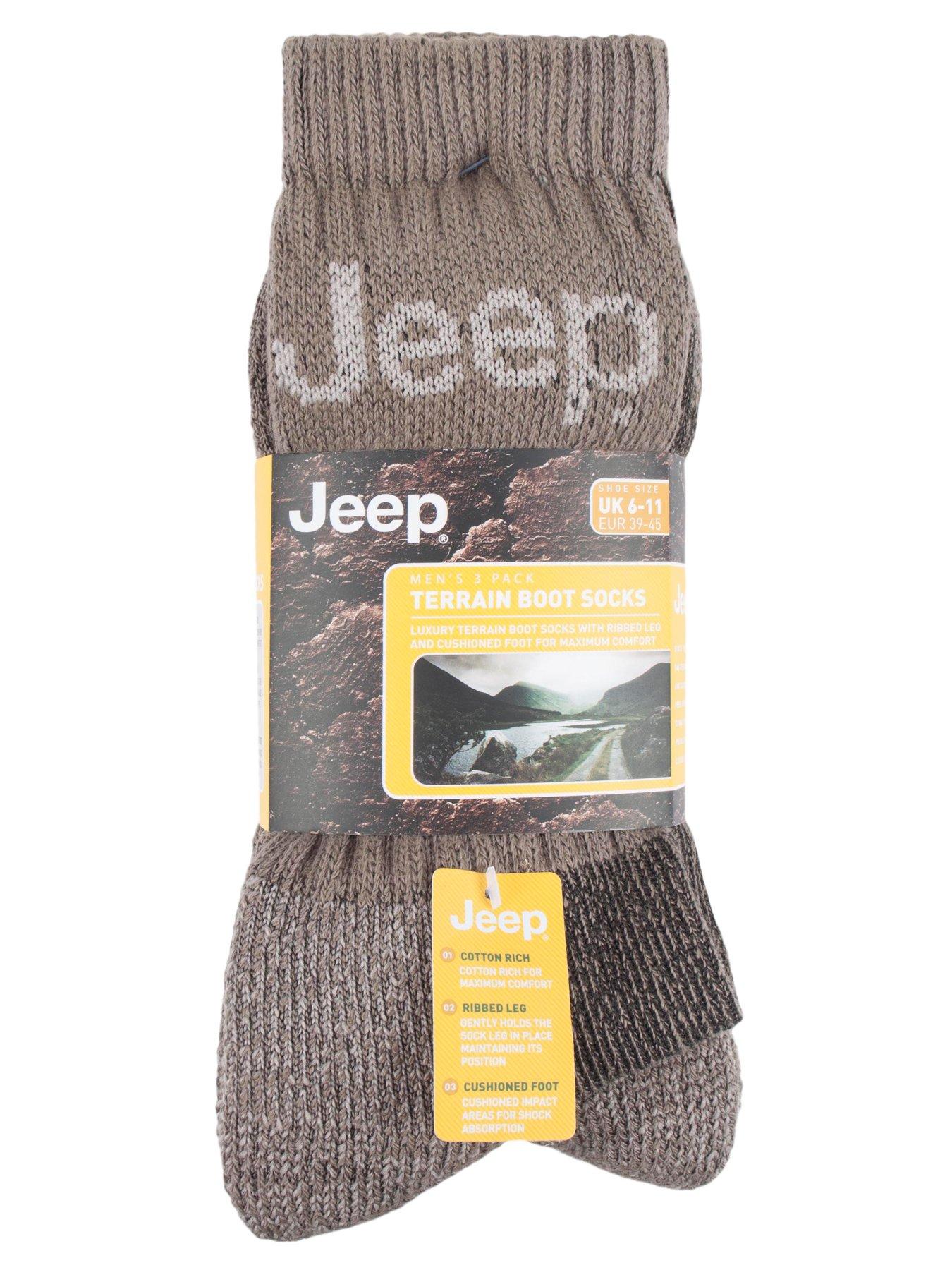 Image 2 of 2 of Jeep Luxury Terrain Boot Crew Socks 3 Pack - Khaki