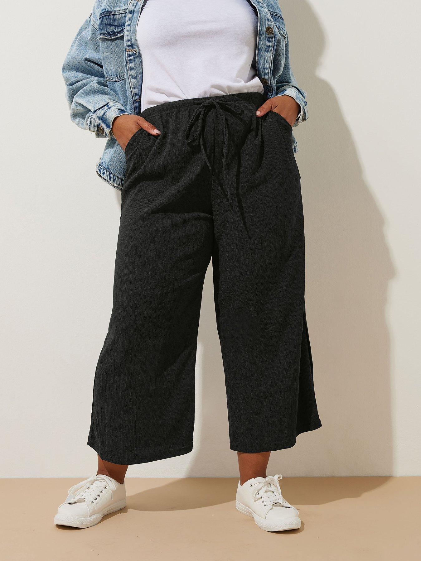 undefined Curve Tie Waist Culotte - Black