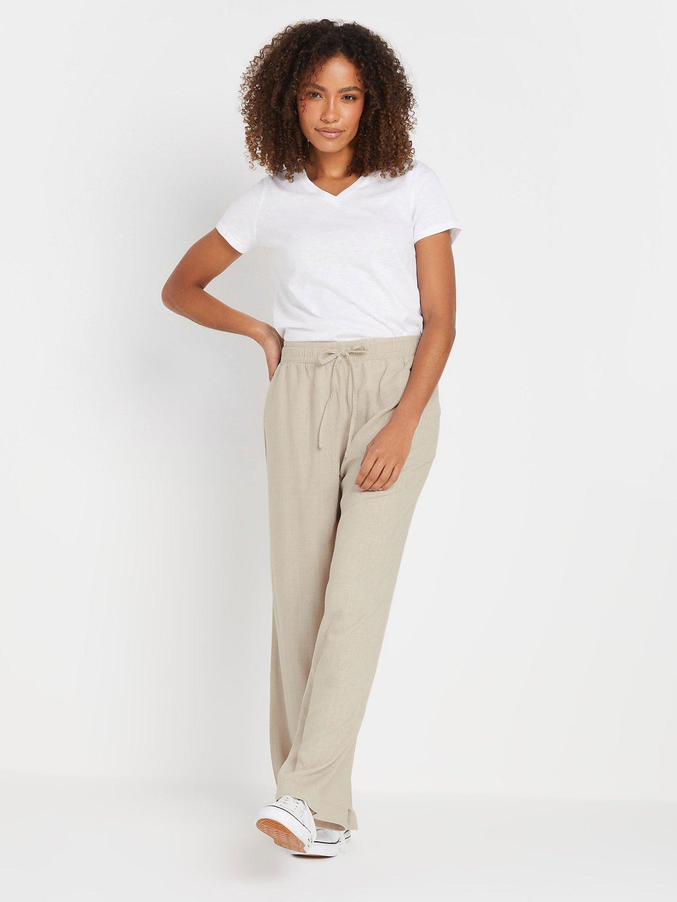  image of mco-petite-petite-wide-leg-linen-trousers