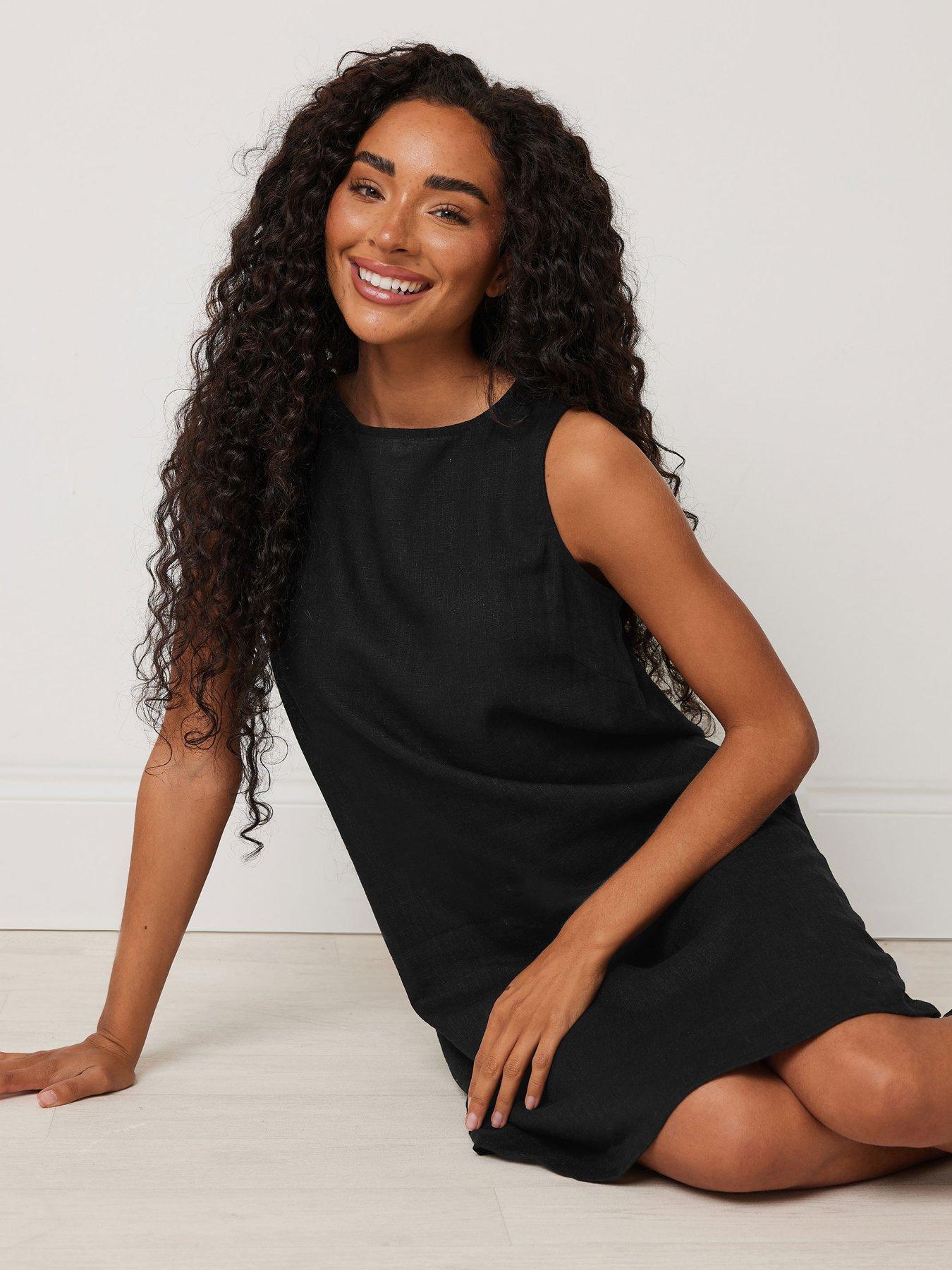  image of mco-petite-petite-shift-dress-black