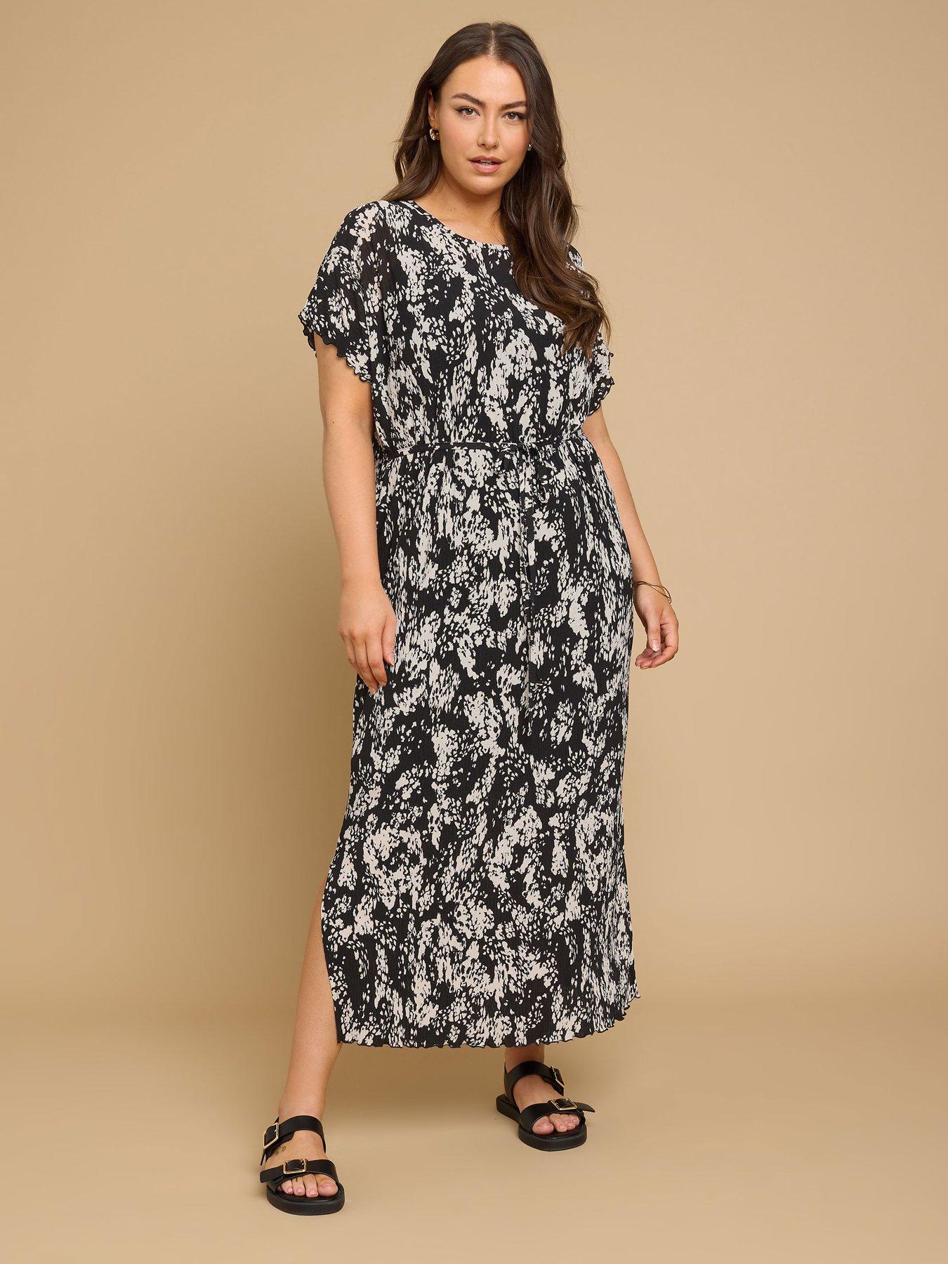 image of yours-curve-plisse-tie-front-dress-black