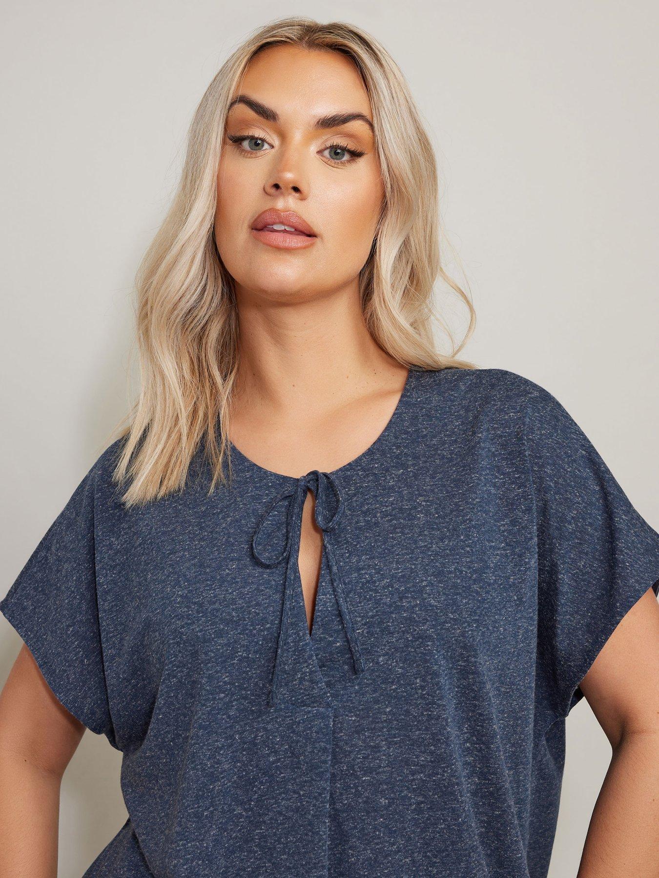  image of yours-curve-tie-neck-grown-on-sleeve-top