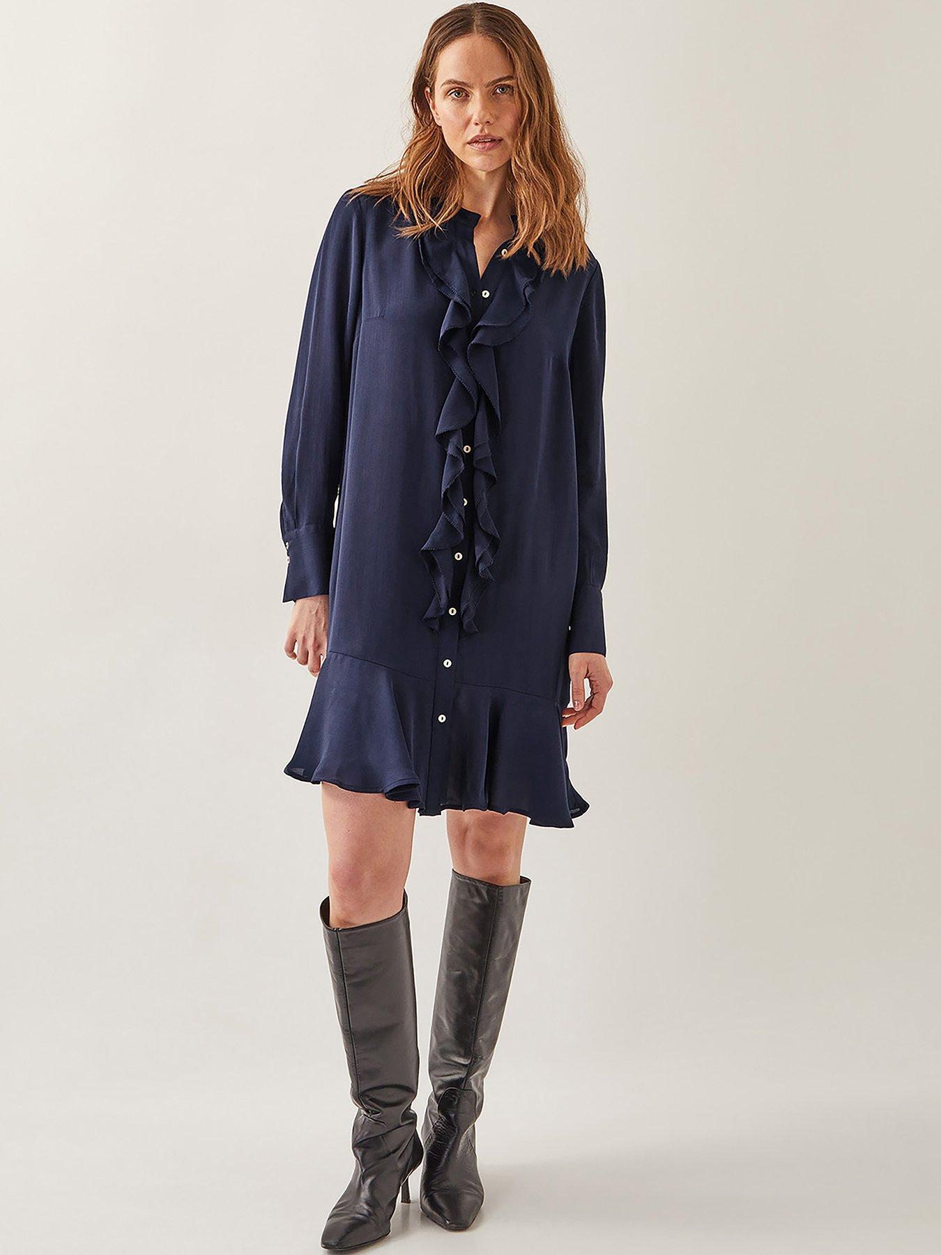 monsoon-lara-frill-dress-navy