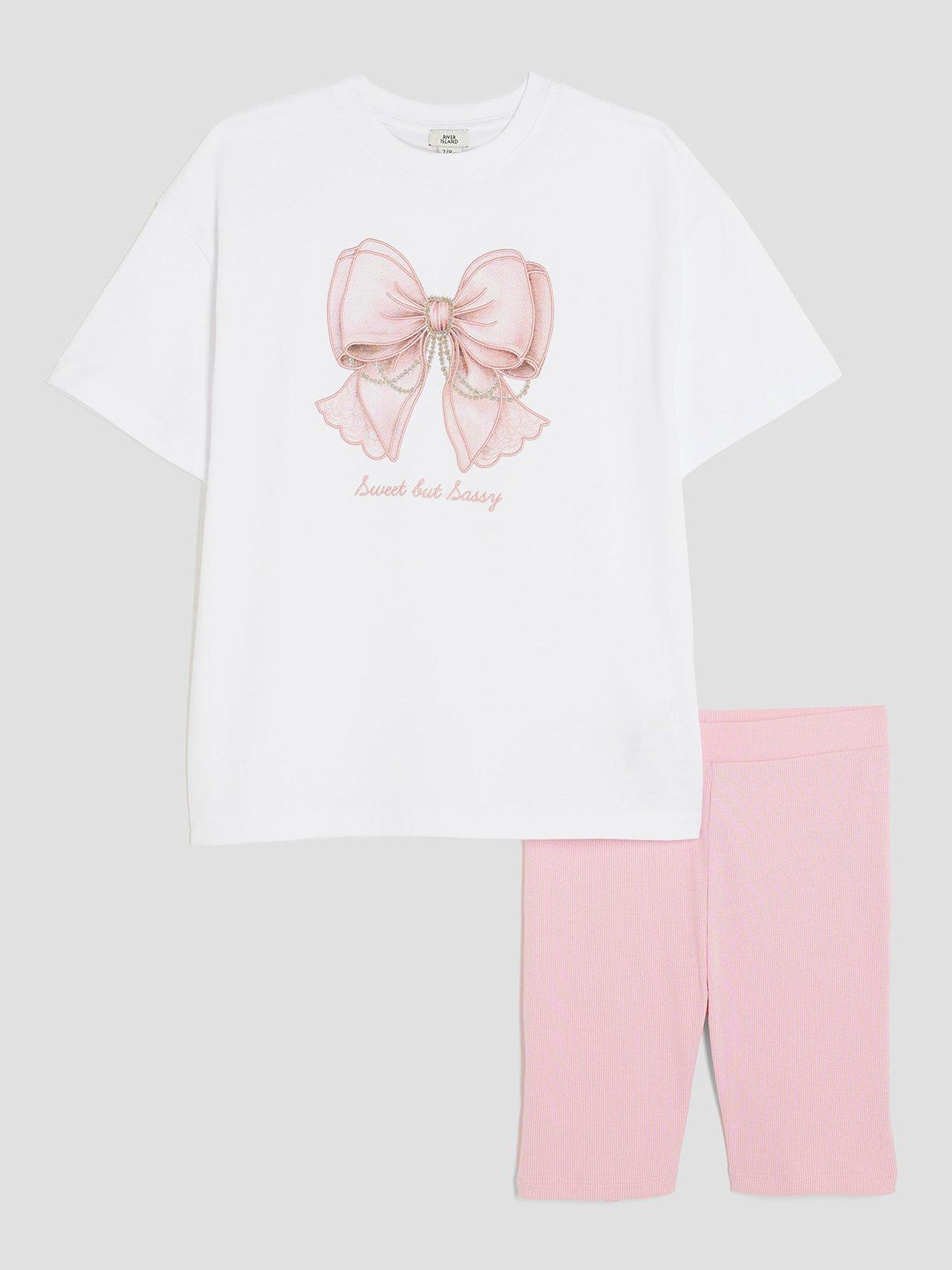 Image 1 of 4 of River Island Older Girls Bow Cycle Set - Pink
