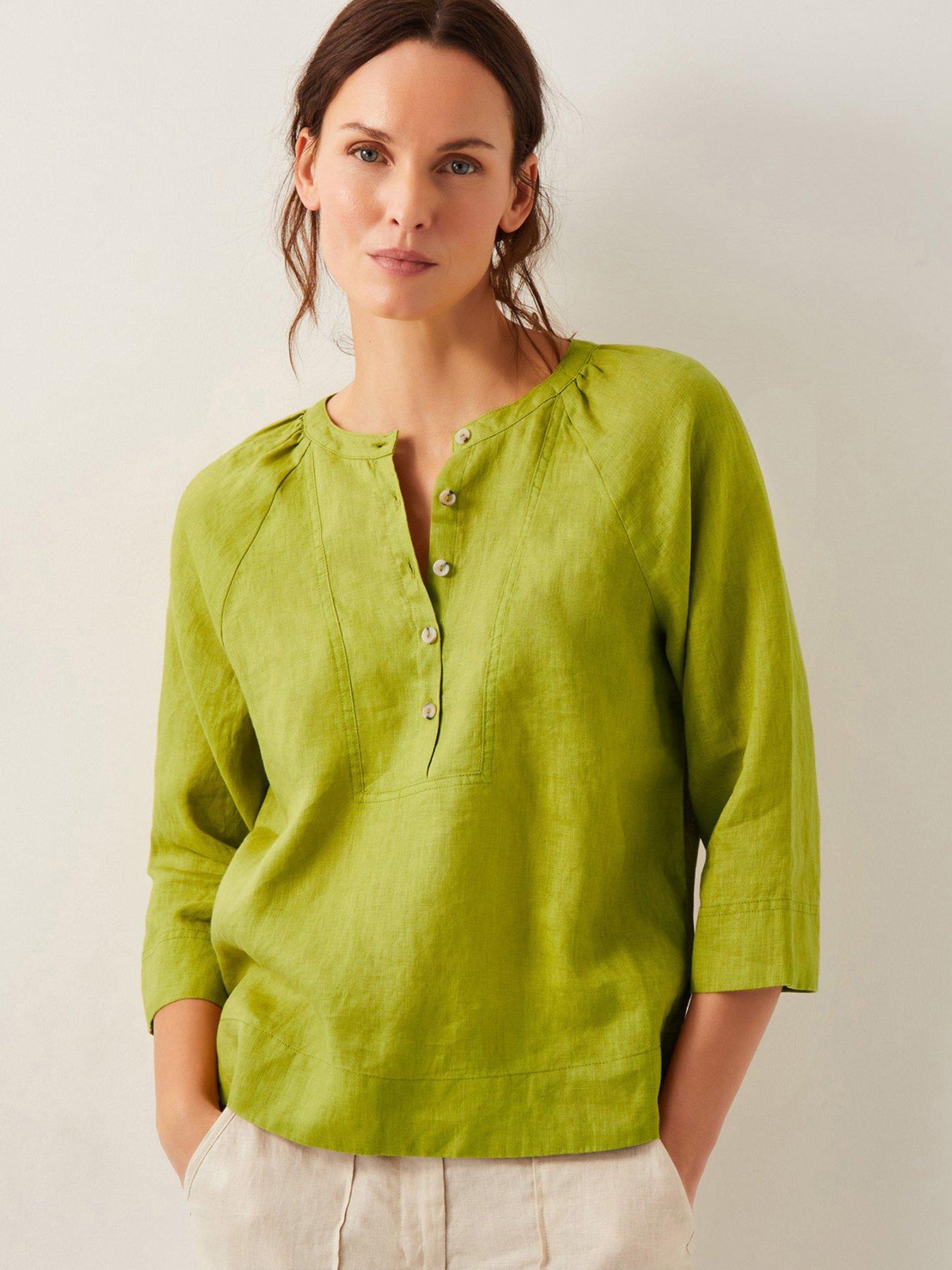 undefined Rosa Bib Linen Top - Chartreuse - Green