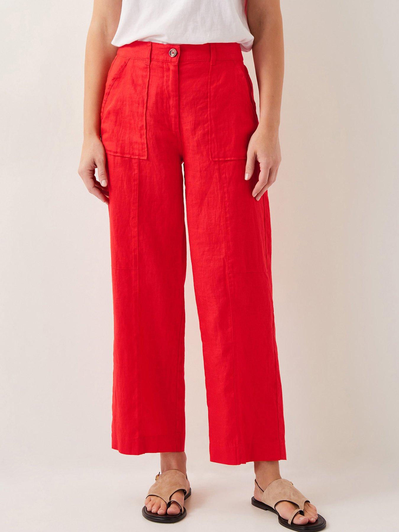 undefined Jolie Linen Trouser - Coral - Pink