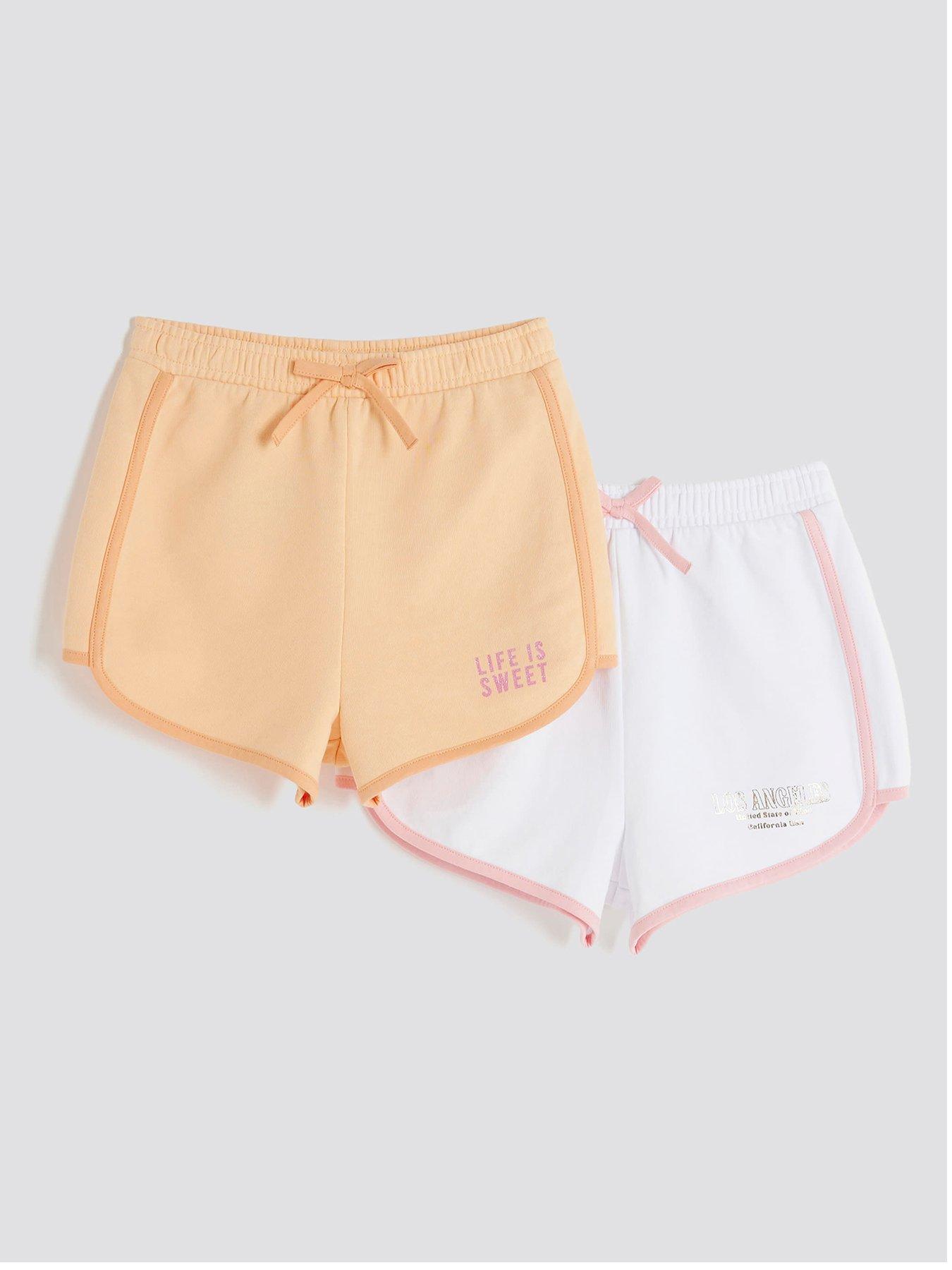  image of river-island-girls-2-pack-runner-shorts-coral