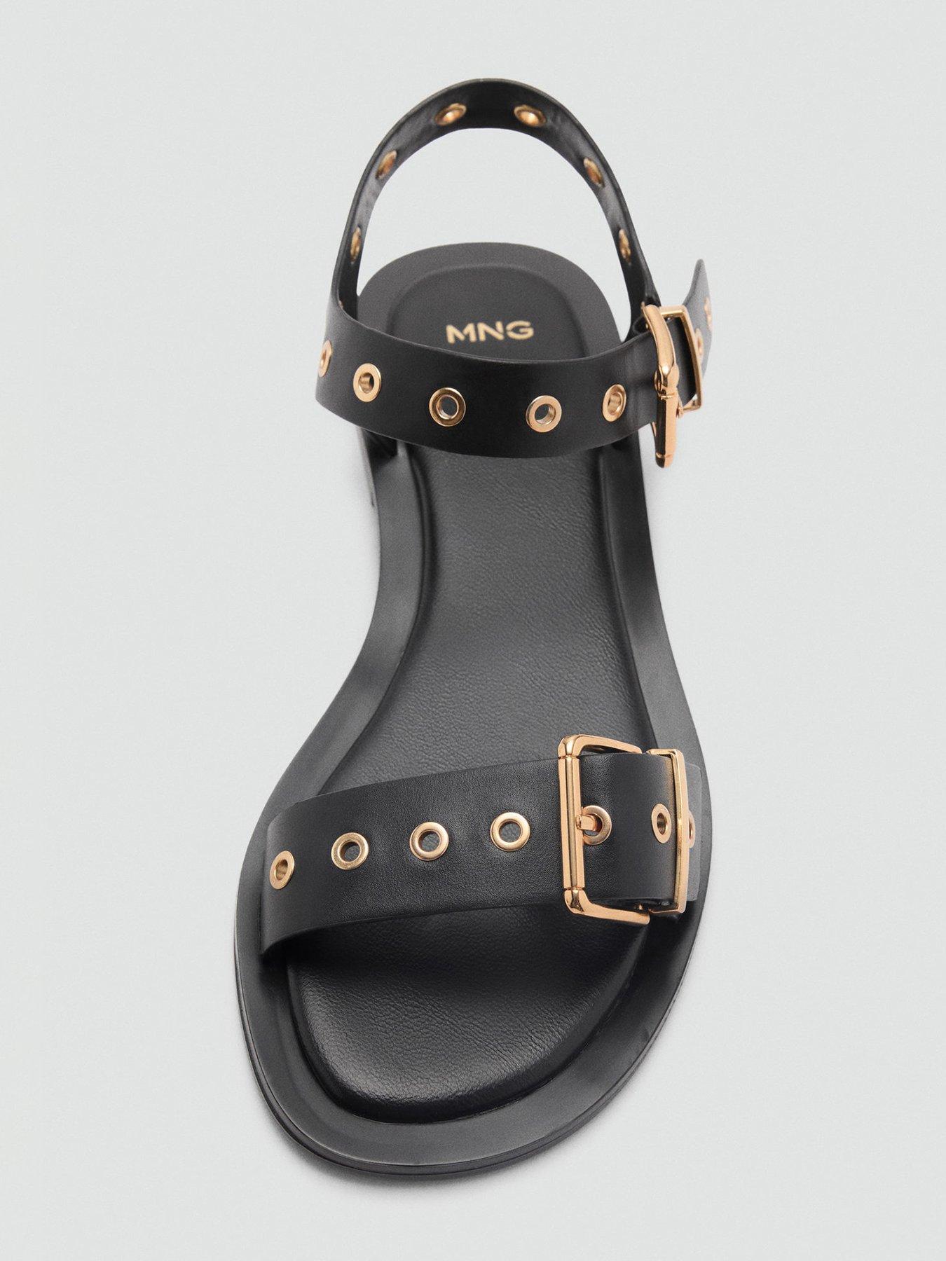 image of mango-sandal-with-die-cut-straps-black