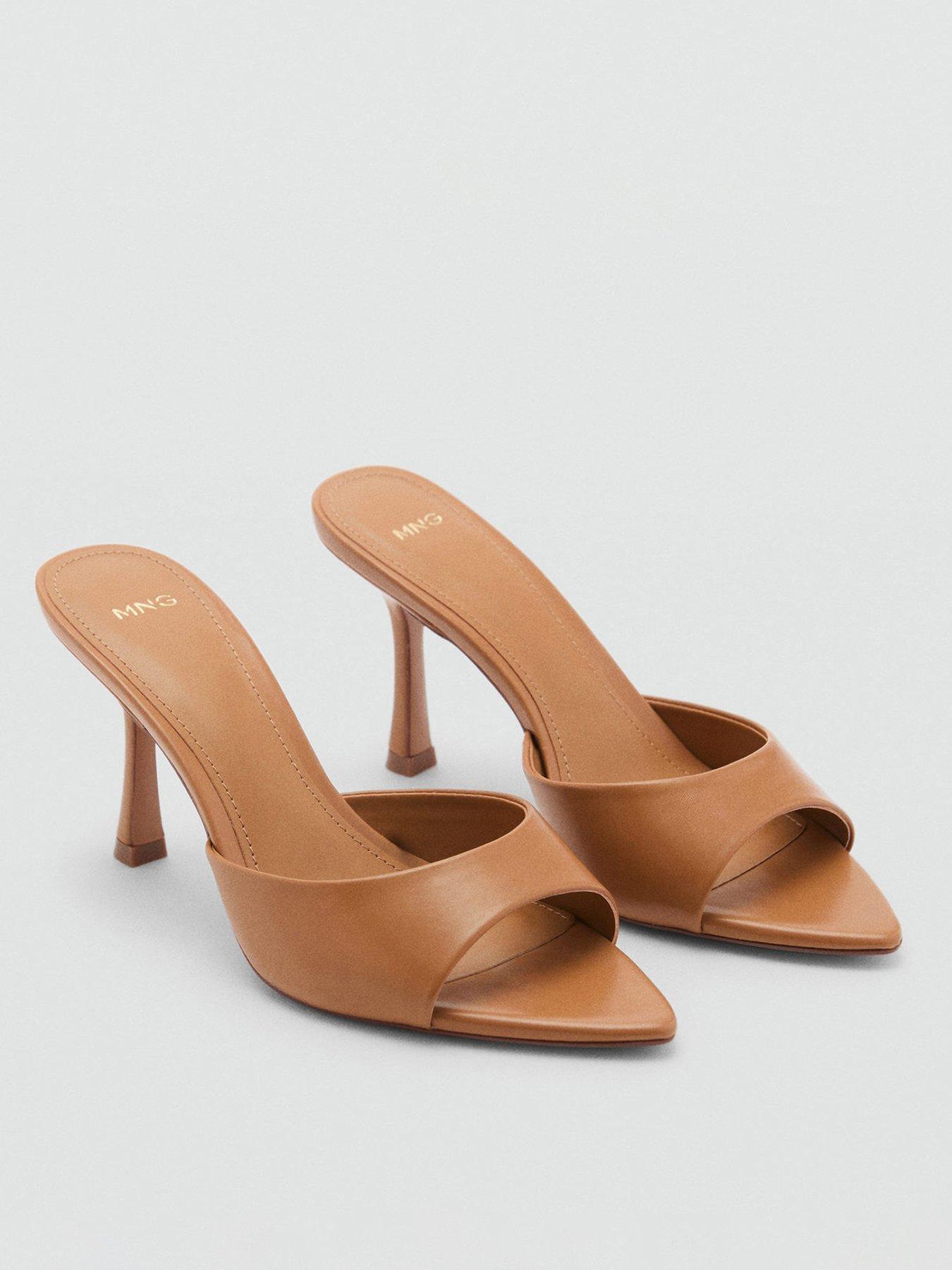 Mango Open Toed Heeled Sandals With Pointed Toe Brown Littlewoods