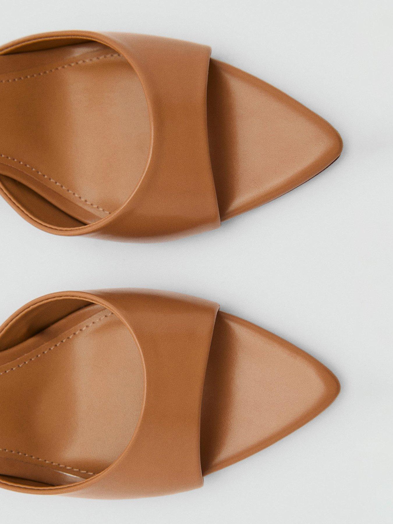 Mango Open Toed Heeled Sandals With Pointed Toe Brown Littlewoods