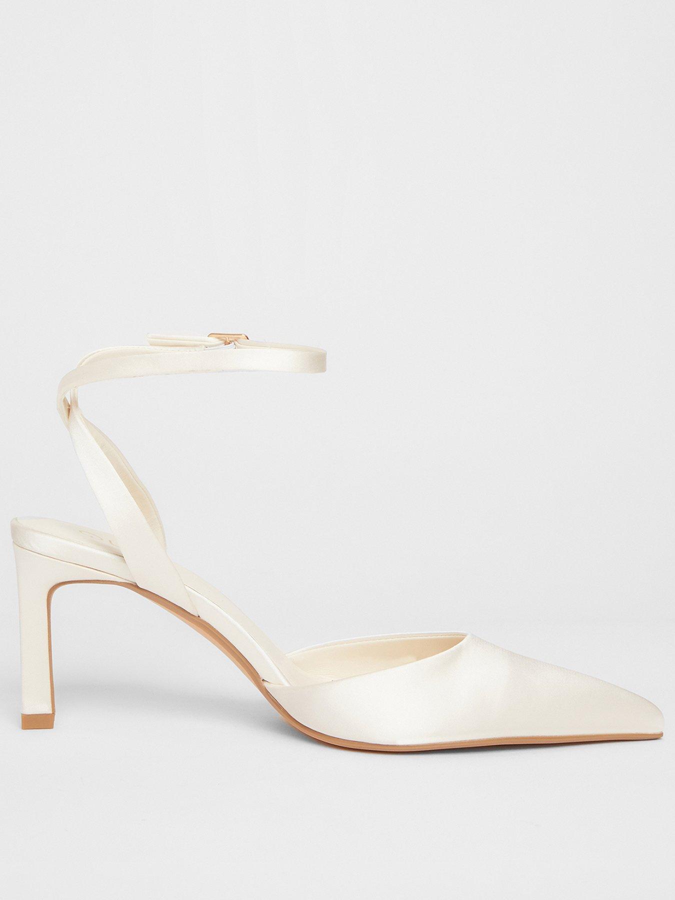 undefined Bridal White Satin Court Heels
