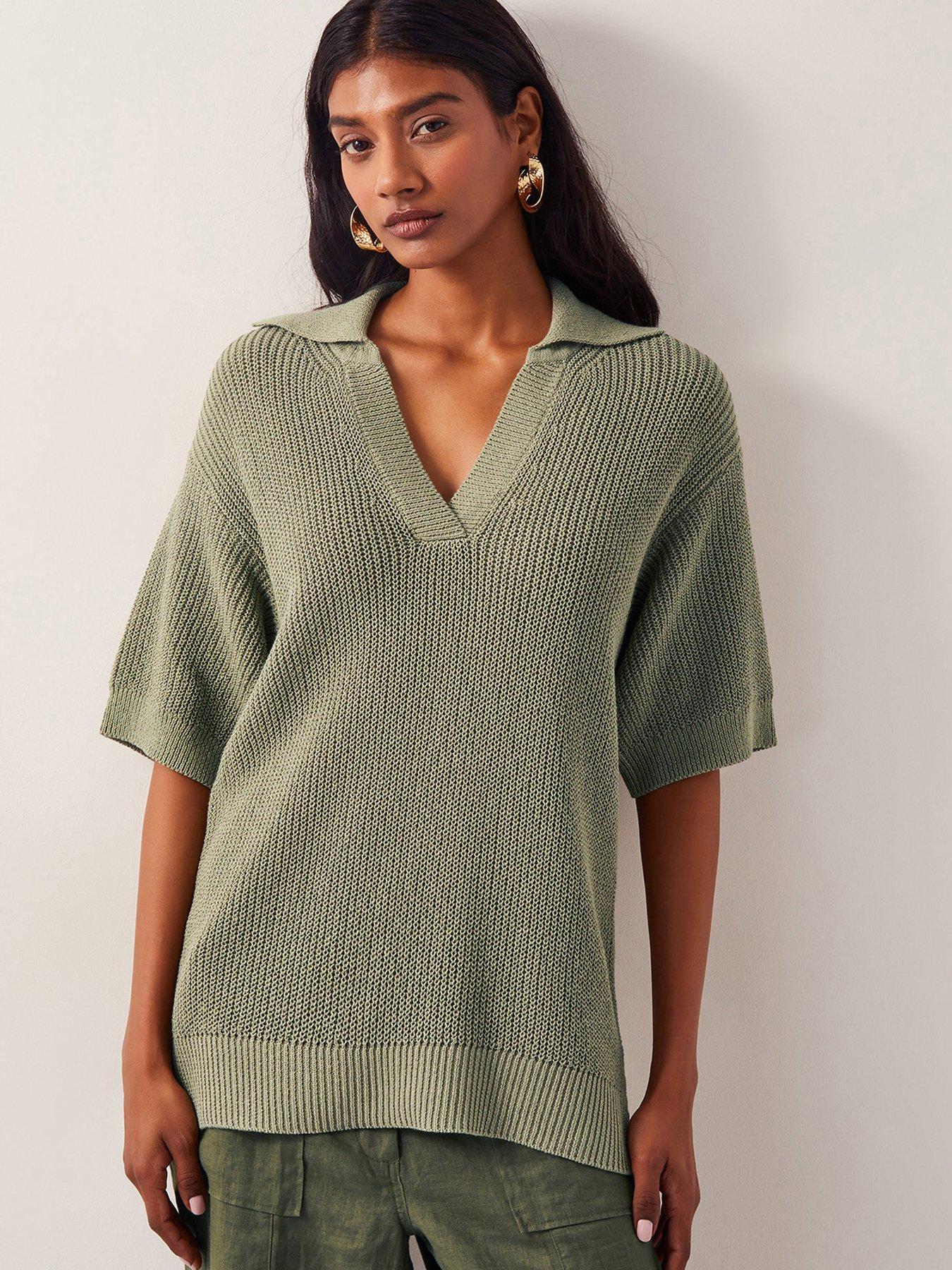undefined Cece Collar Jumper - Khaki