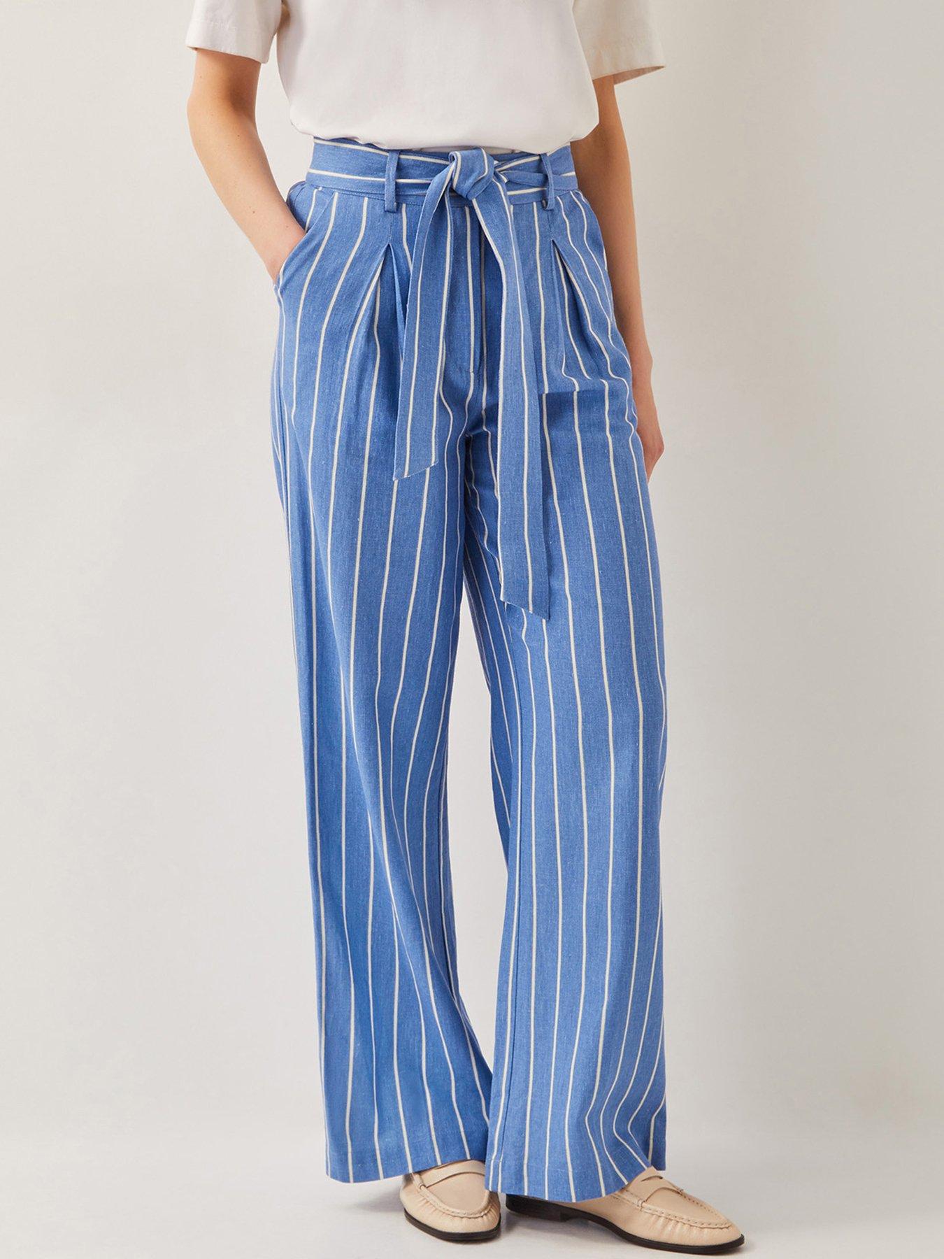 undefined Susan Stripe Trousers - Blue