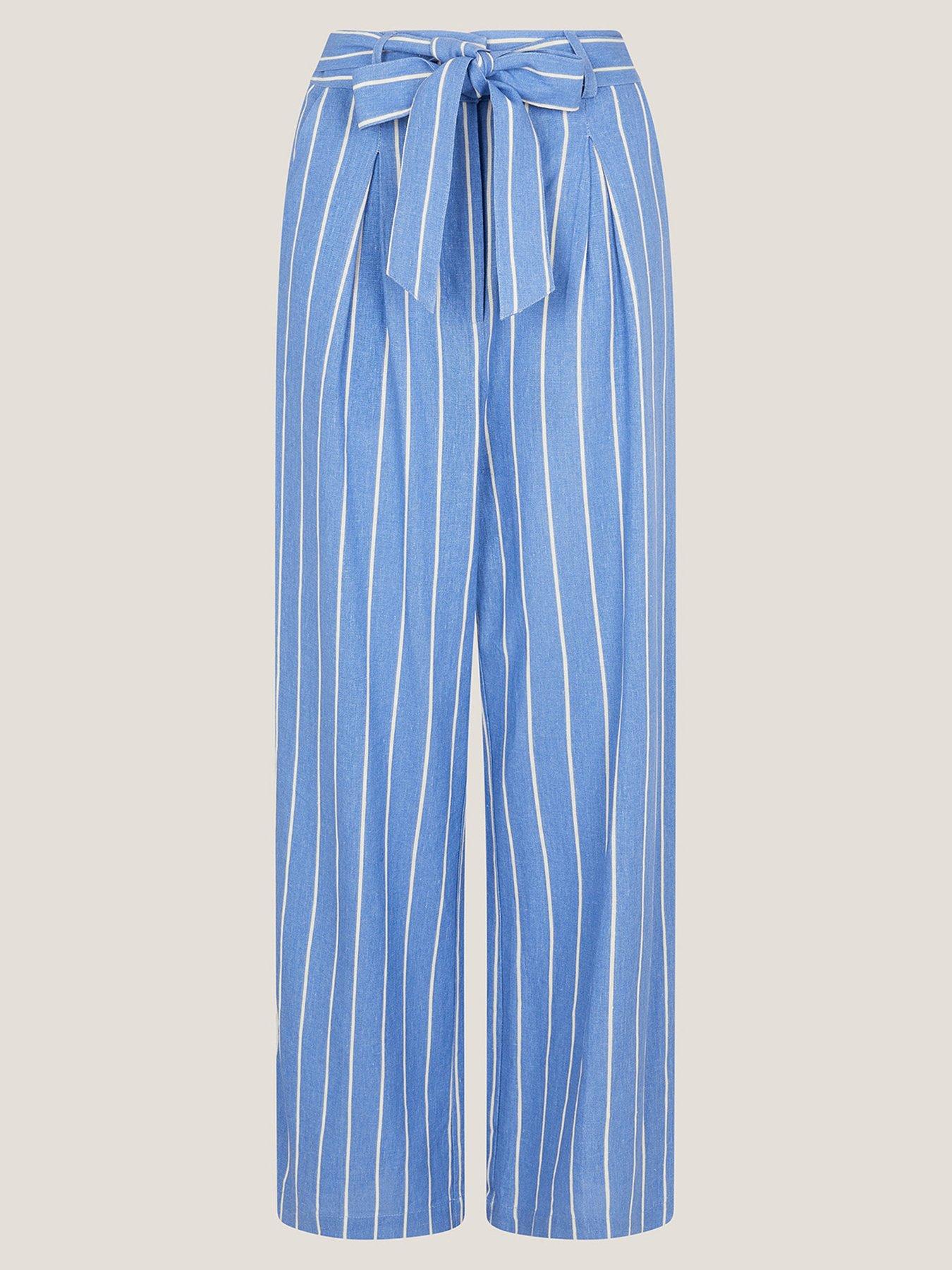  image of monsoon-susan-stripe-trousers-blue