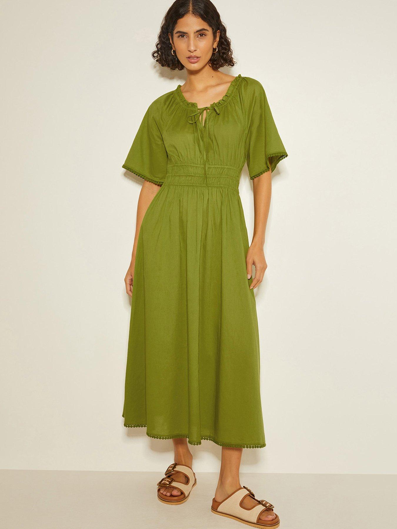  image of monsoon-nora-midi-dress-green