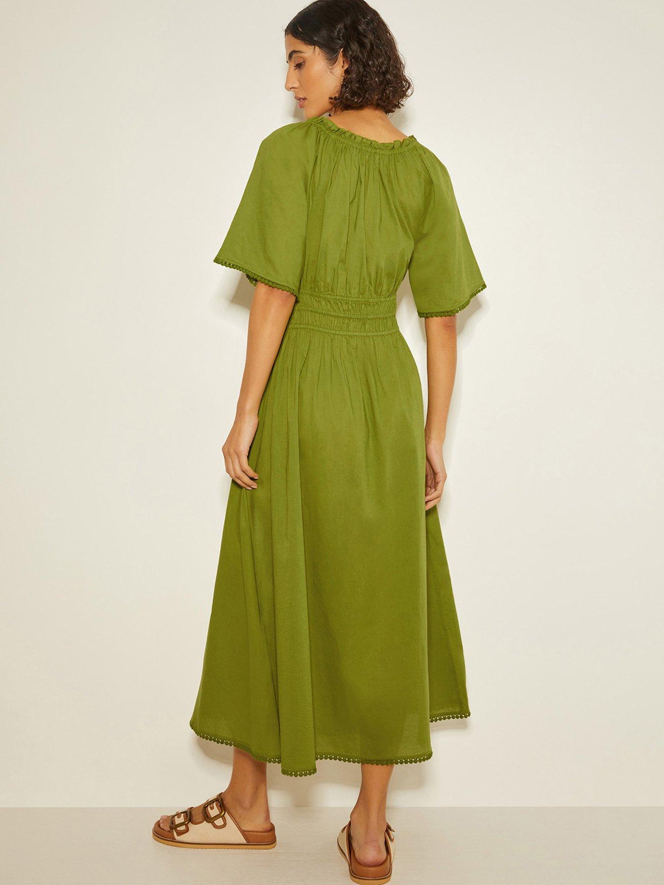  image of monsoon-nora-midi-dress-green