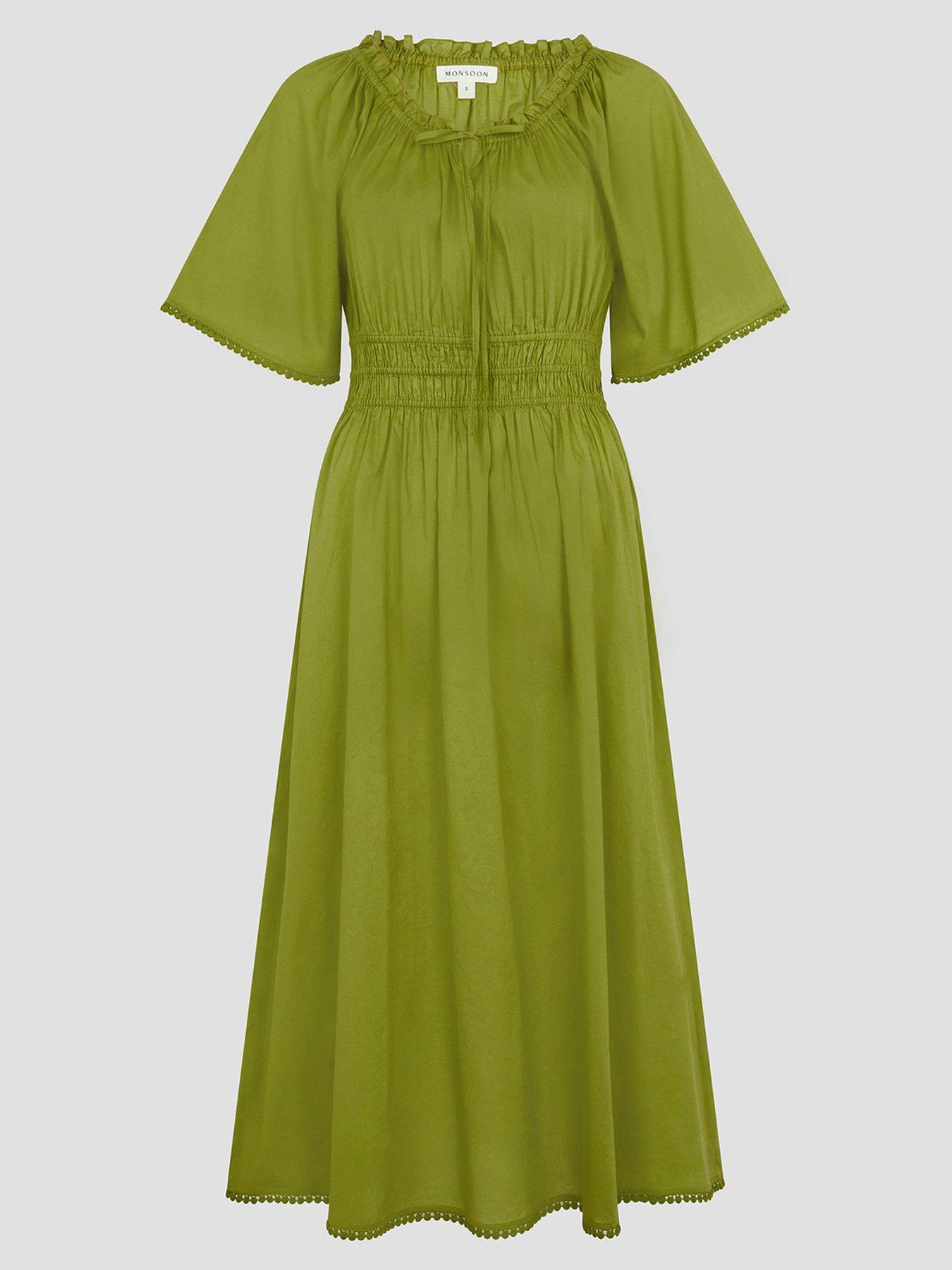  image of monsoon-nora-midi-dress-green