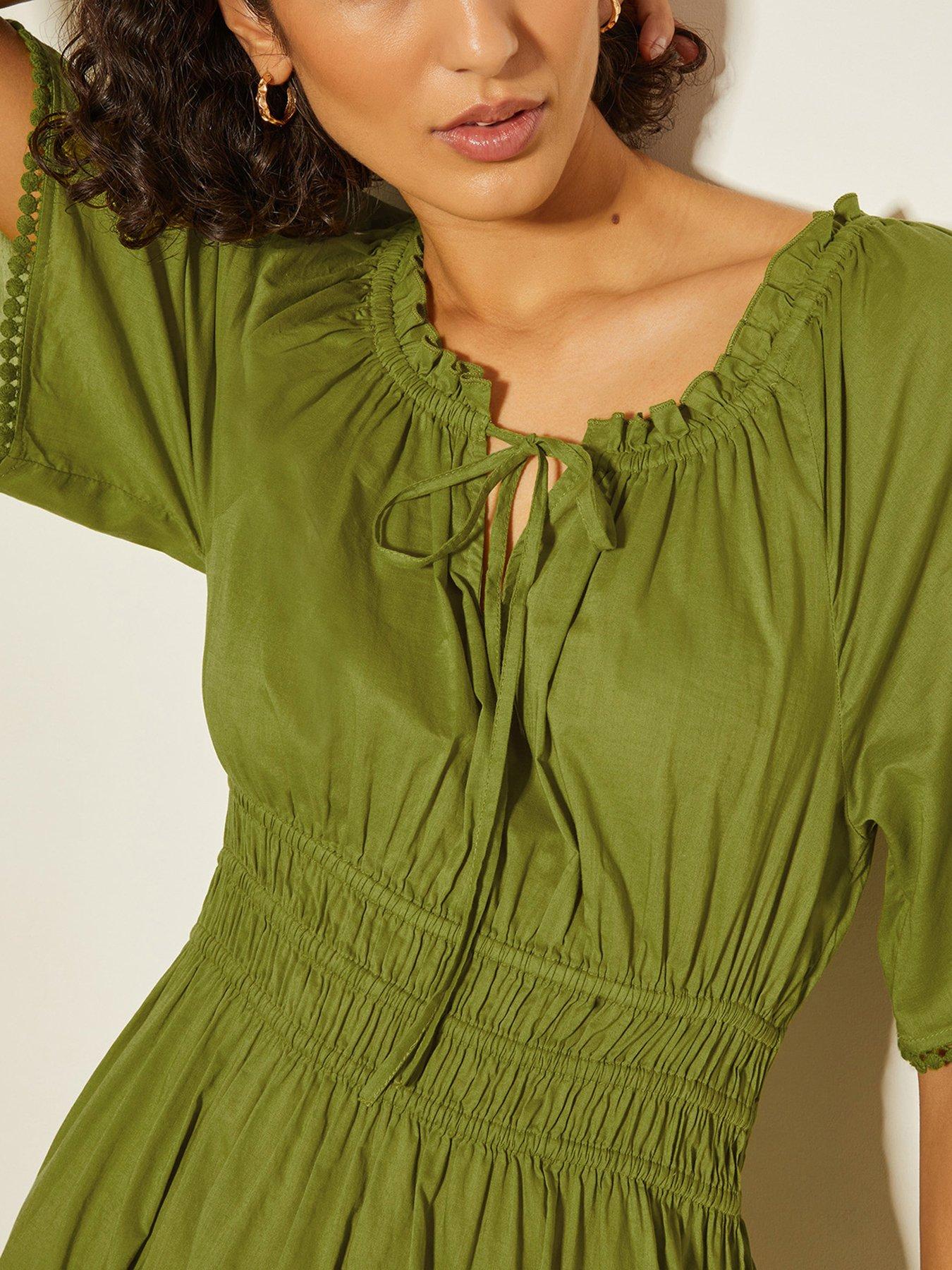  image of monsoon-nora-midi-dress-green