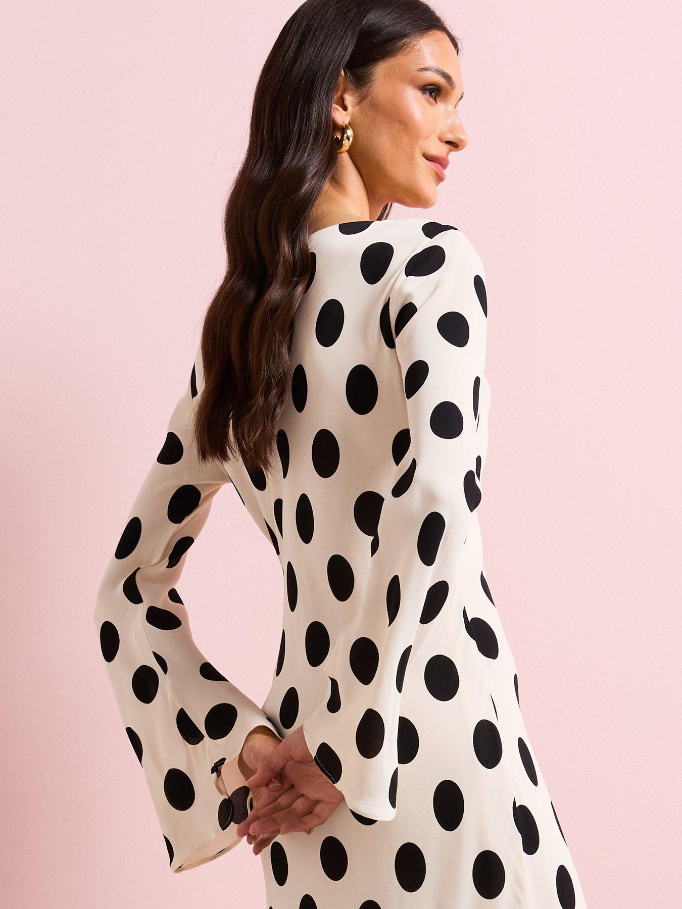 Mango Flared Sleeve Polka-dot Dress | Littlewoods