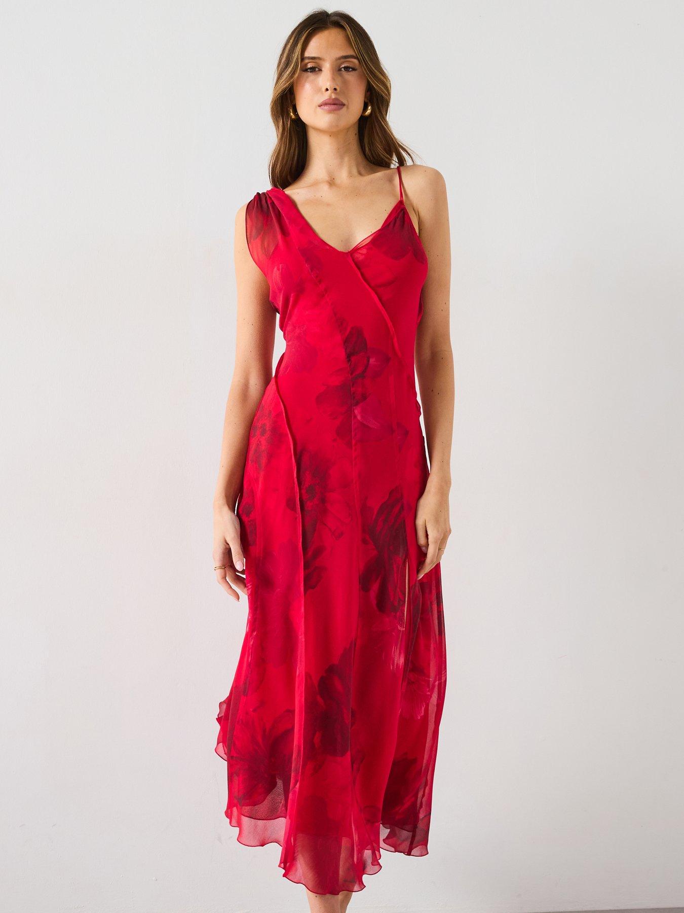 open lace back dress KAAREM - Mango Pine Overlap Side Slit Maxi Dress main image 0