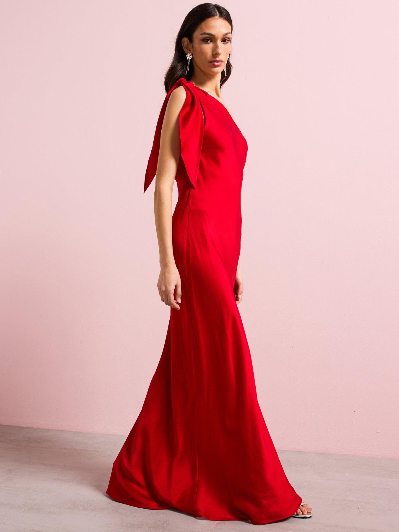 mango-satin-dress-with-asymmetric-neck-red