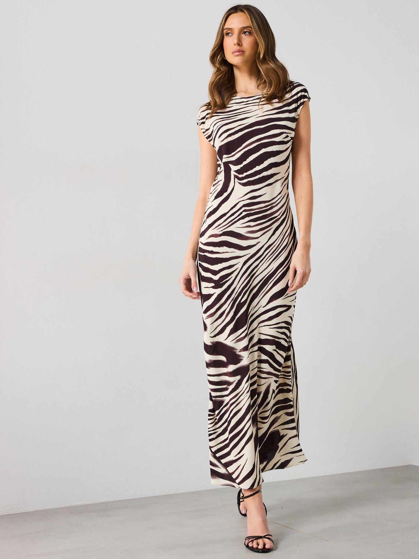  image of mango-zebra-print-midi-dress-cream